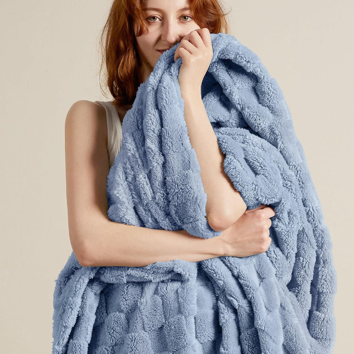 Bedsure GentleSoft Twin Blanket for Bed Ashley Blue - Super Soft Cozy Blankets for Women Men Girls, Cute Fuzzy Fleece Throws for Bedroom Couch, 60x80 Inches