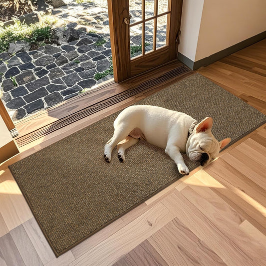 JSEI Dirt Trapper Door Mat 24"x60" Non-Slip Washable Entrance Mat, Dog Doormats, Absorbent & Fade-Resistant Floor Mats, Low Profile Welcome Mats for Entryway, Front Door, and Inside Entrance, Brown