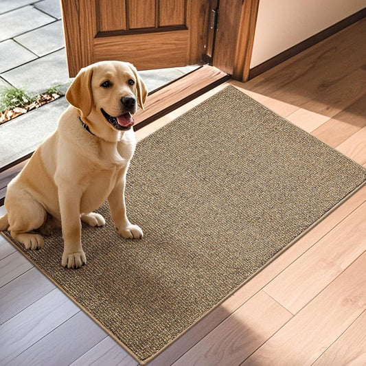 JSEI Dirt Trapper Door Mat 32"x48" Non-Slip Washable Entrance Mat, Dog Doormats, Absorbent & Fade-Resistant Floor Mats, Low Profile Welcome Mats for Entryway, Front Door, and Inside Entrance, Beige