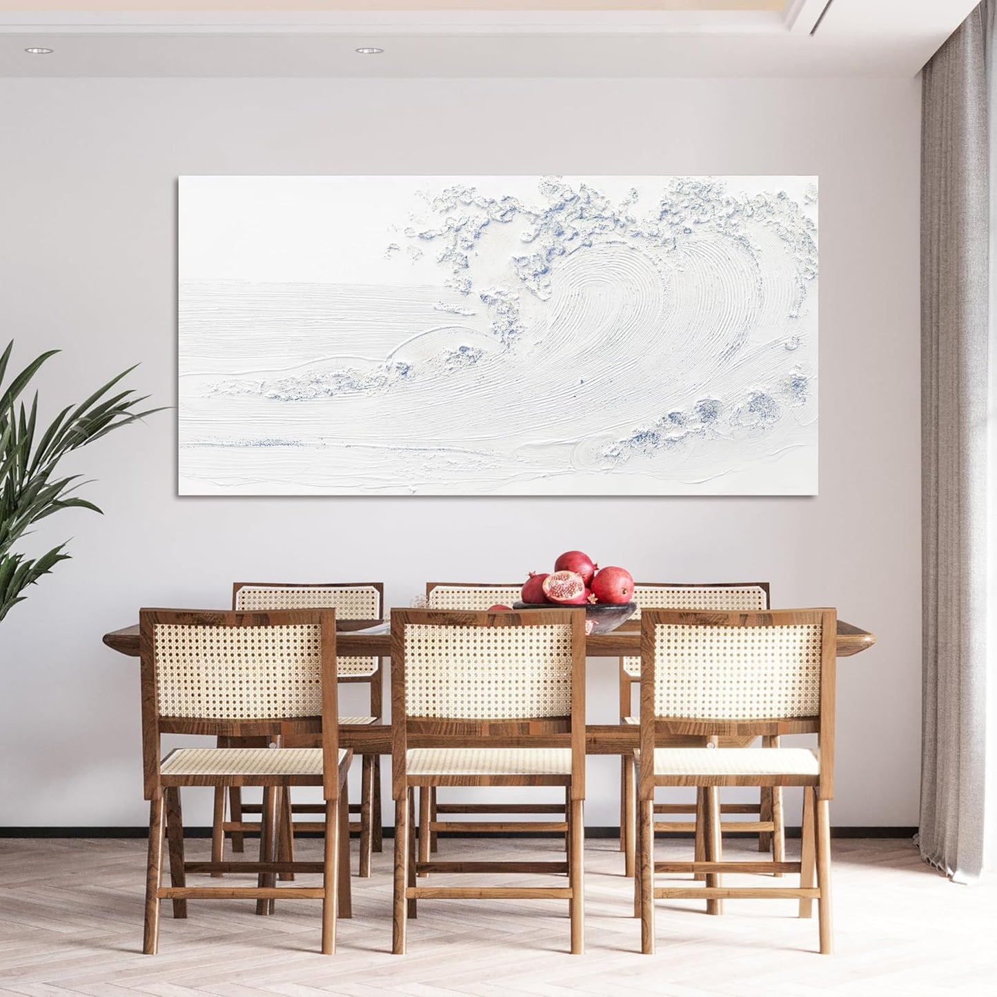 Canvas Wall Art Decor Large Wall Art Pictures for Living Room Landscape Coastal Wall Art Decor Wave Artwork for Walls White Blue Wave Wall Art Prints Art Work for Home Office Room Wall Decor 29"x58"