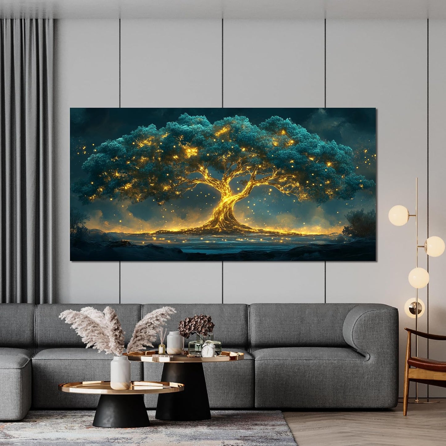 Canvas Wall Art Decor Artwork for Walls Green Wall Art Decor Large Tree of Life Wall Art for Living Room Wall Art Paintings Prints Gold Tree Wall Decor Art Art Work for Home Office Wall Decor 29"X58"