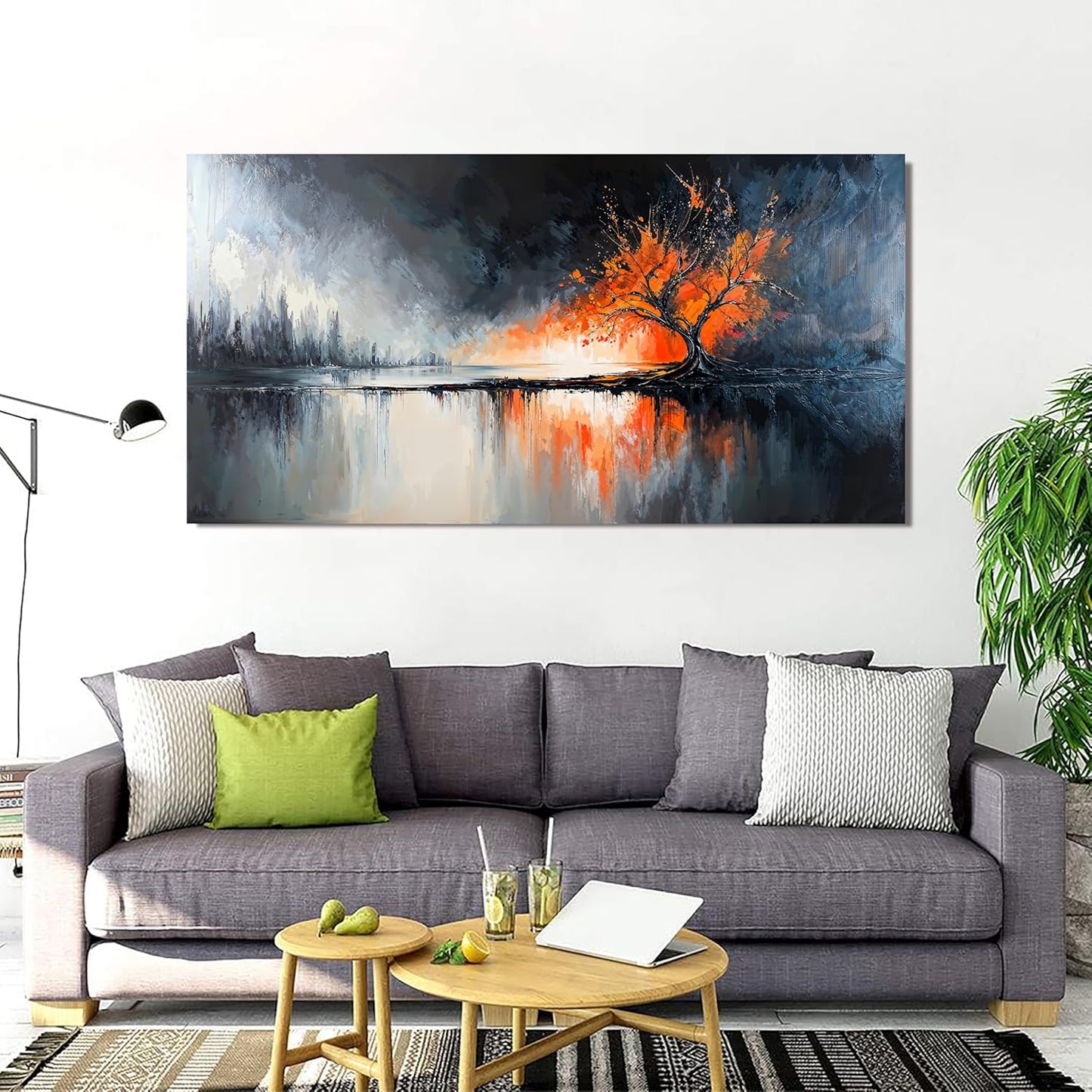 Large Wall Art Decor Black and White Canvas Wall Art Prints Modern Tree of Life Wall Art Abstract Canvas Art Wall Decor Canvas Pictures for Living Room Artwork for Walls Home Office Decor 29" X 58"