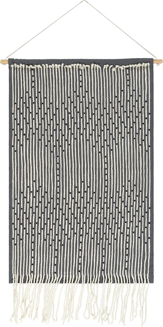 Mark&Day Wall Art, Schlublberg Modern Farmhouse Medium Gray Macrame Tapestry Wall Hanging for Living Room, Bedroom, Office or Kitchen (36"H x 24"W)