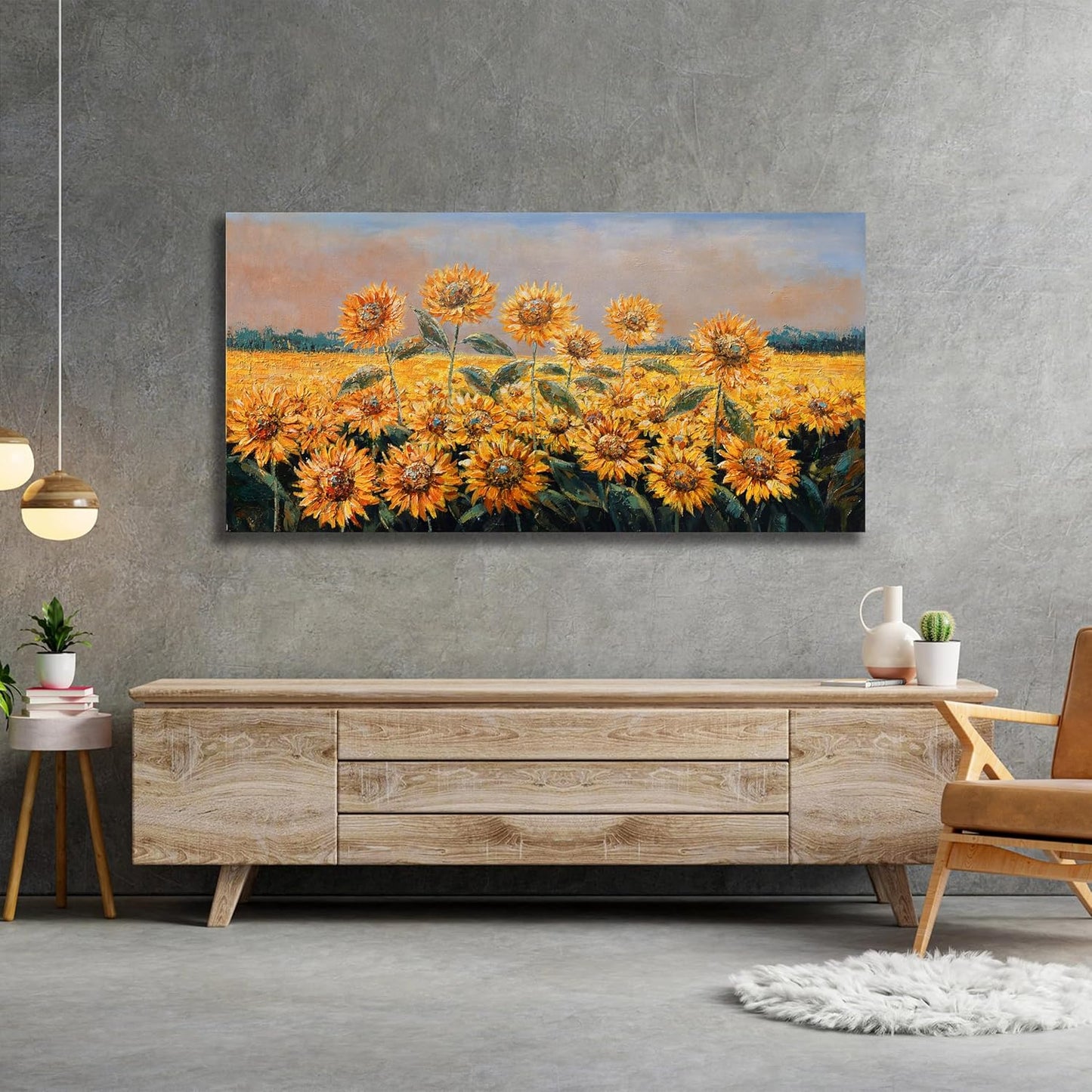 Yuaxker Large Sunflower Wall Decor Yellow Aesthetic Floral Canvas Painting Unique Flower Printed Wall Art Artwork for Living Room Bedroom Dining Room Office Home Decor 30x60inch