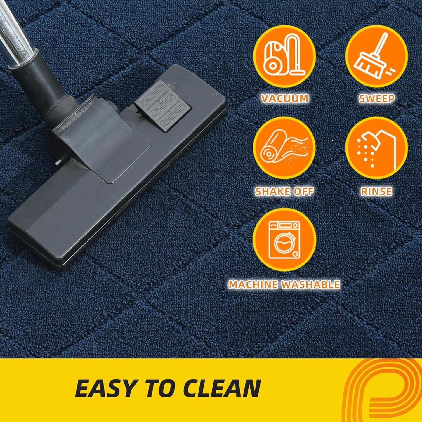 JSEI Dirt Trapper Door Mat 20"x32", Non-Slip Washable Entryway Mats, Dog Door Mat, Stain Resistant and Absorbent Floor Mats, Low Profile Welcome Mat for Front Back Door, Navy Blue