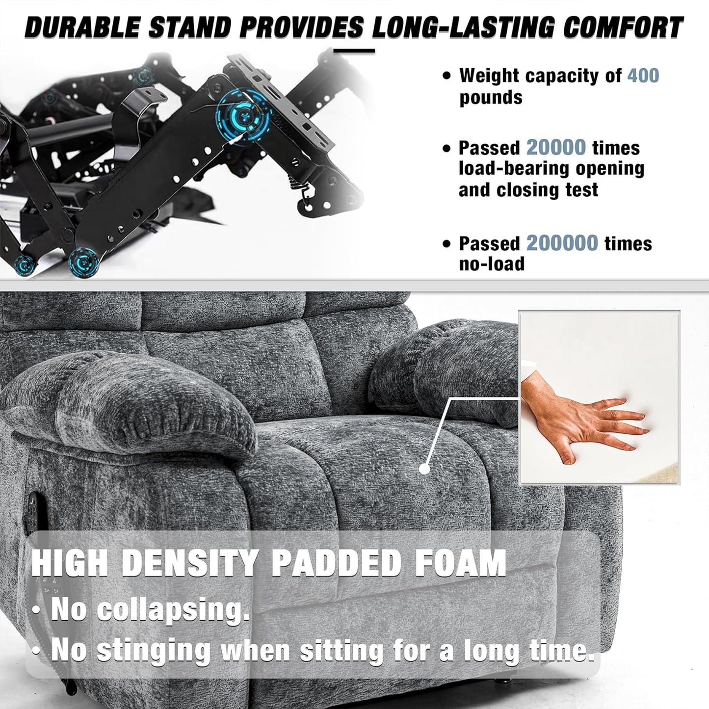 Lazy Boy Recliner Chair with Lumbar Heating ， Adjustment Power Lift Recliner Chair for Elderly/Big and Tall Recliners for People Up to 6'2"/350lb Range