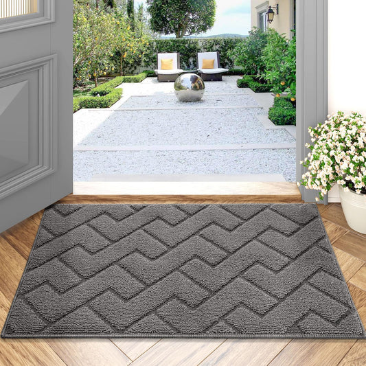 hicorfe Indoor Doormat, Odor-Free Door mat, Non Slip Door Mats 20"x31.5" Absorbent Resist Dirt Entrance Inside Floor Mats for Entryway Washable Low-Profile (Grey)