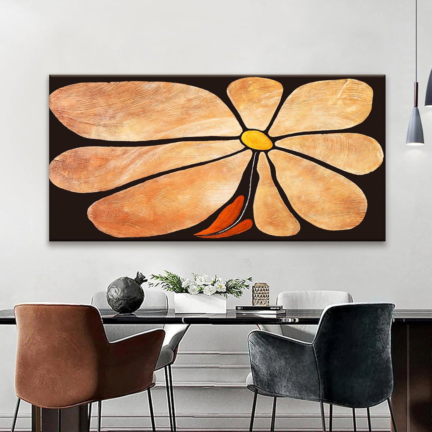 TAIJXAGSG Large Canvas Art Wall Decor Brown Flowers Wall Art Picture Modern Landscape Abstract Artwork Painting Home Wall Decor For Living Room Bedroom Home Office Prints Artwork 29"X 58"