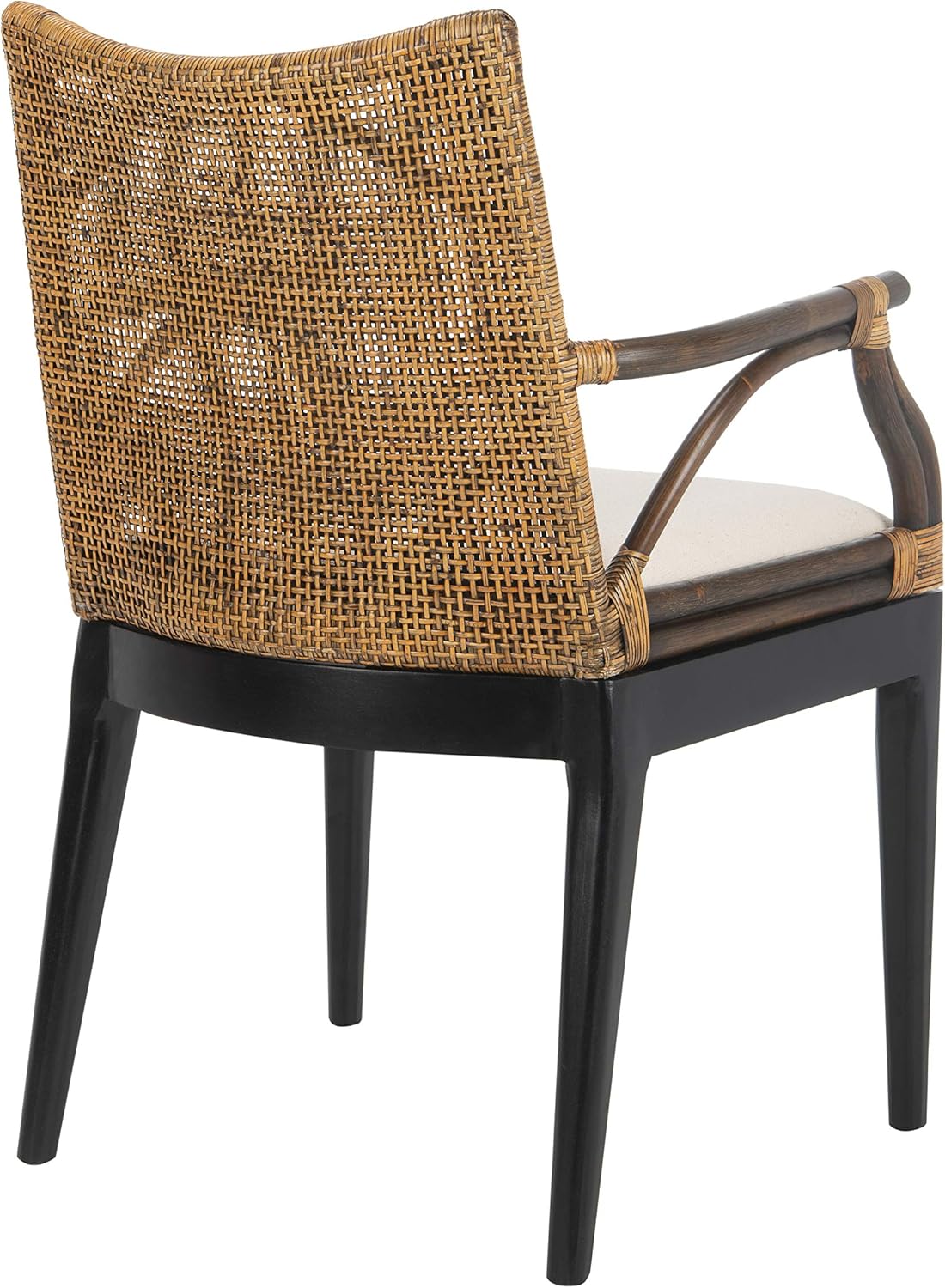 Safavieh Home Gianni Rattan Tropical Woven Arm Chair, Brown/Black