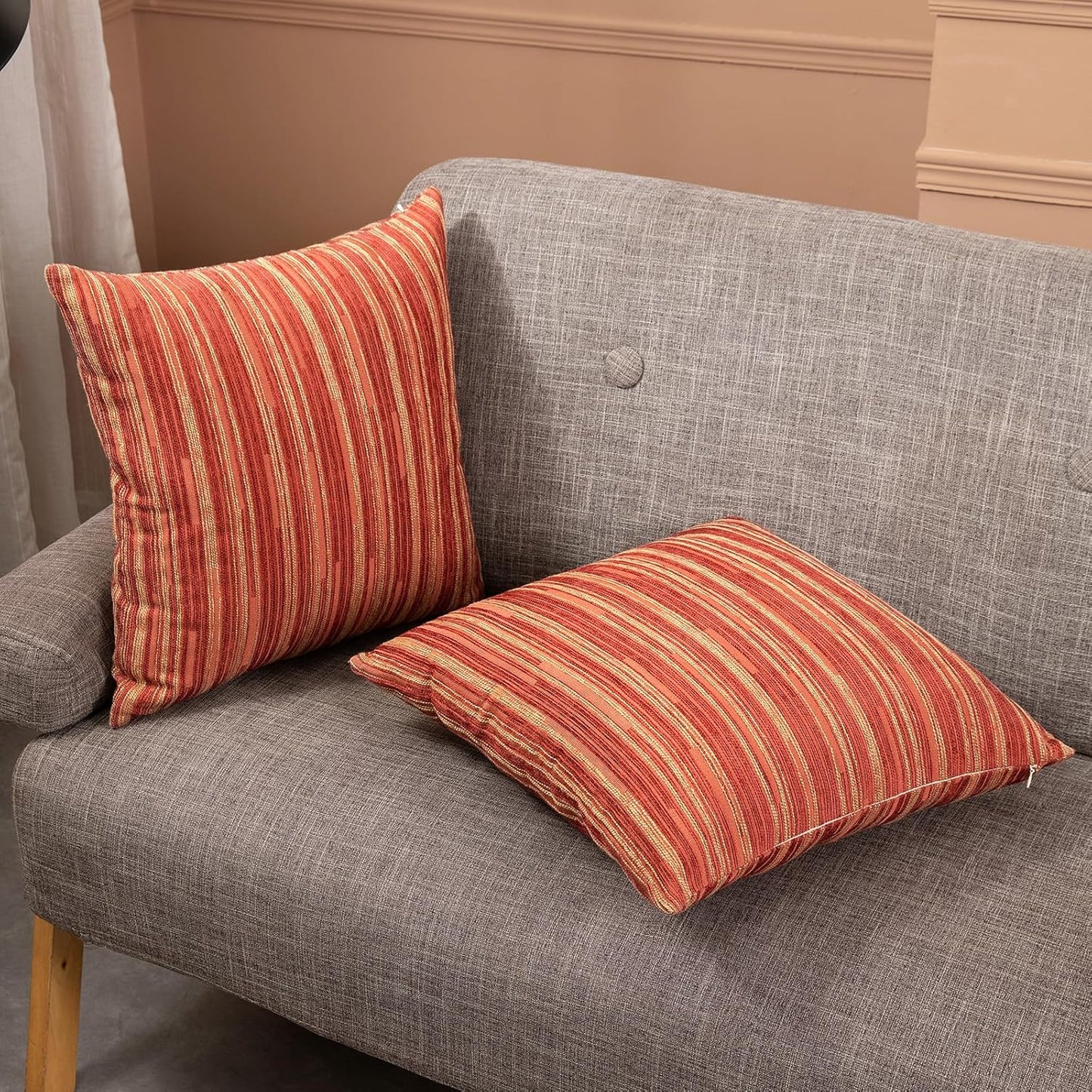 Yeiotsy Pillow Cases Bohemia, Pack of 2, Modern Striped Throw Pillow Covers Geometric Cushion Covers for Sofa Holiday Party Decoration (Red, 18 X 18 Inches)