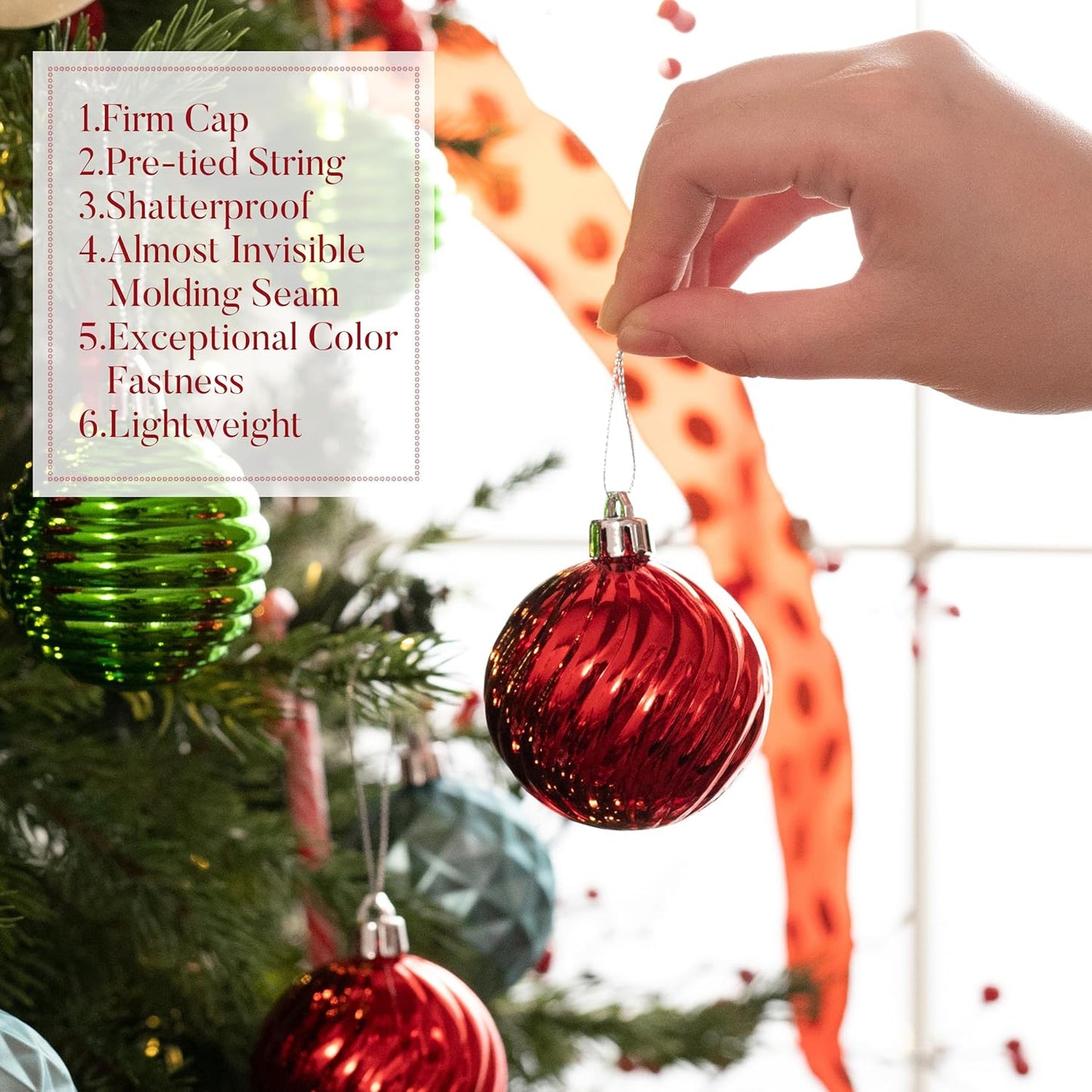 Valery Madelyn Christmas Ornaments Tree Decorations Set for Fall Halloween, 24ct Colorful Shatterproof Ball Ornaments, 2.36" Hanging Ornament Bulk for Xmas Holiday Party Decor