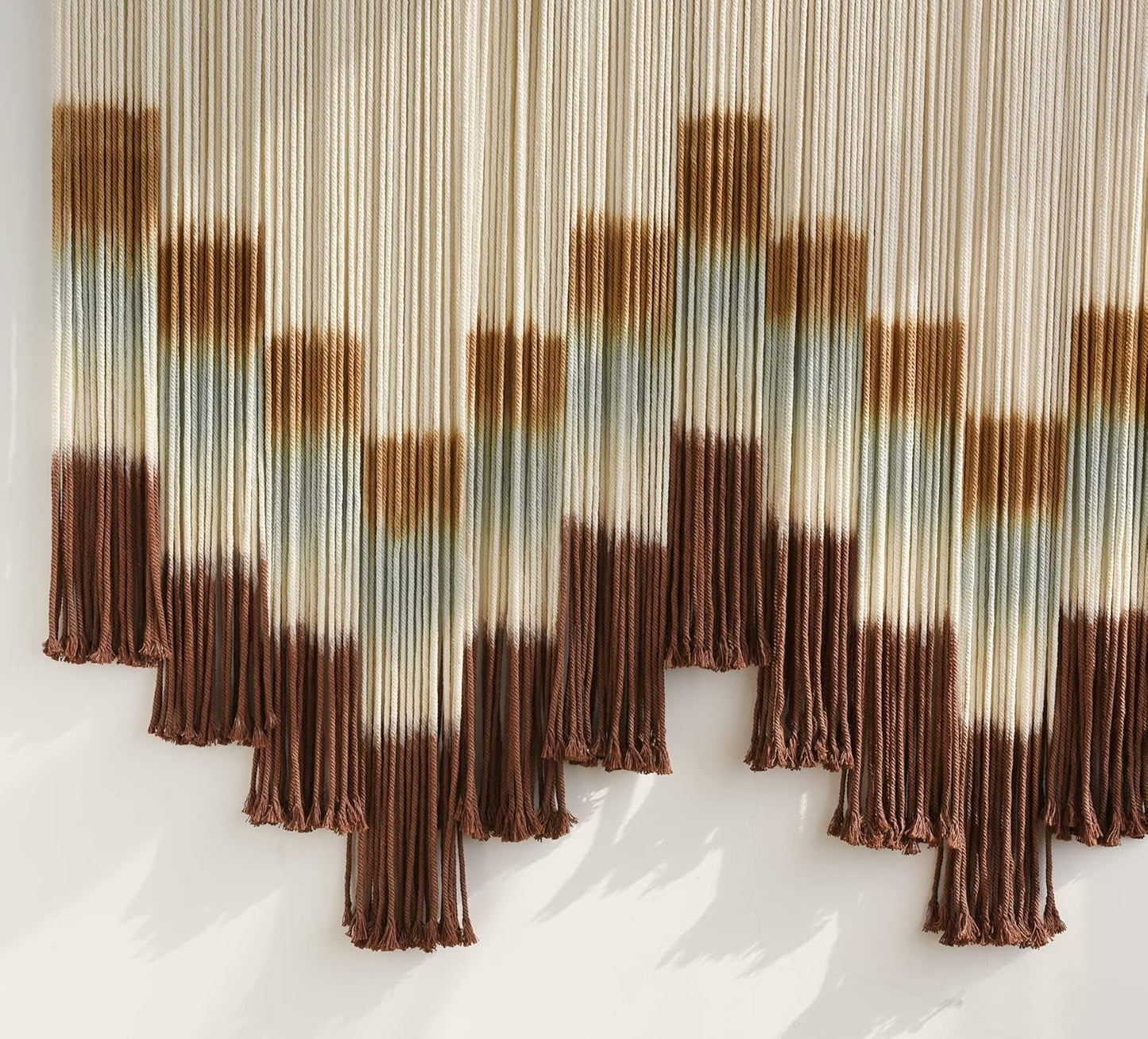 Flber Macrame Wall Hanging Tie-Dye Geometric Decor Large Scale Wall Art Statement Bohemian Yarn Tapestry Home Wall Decor 59''W*35''L