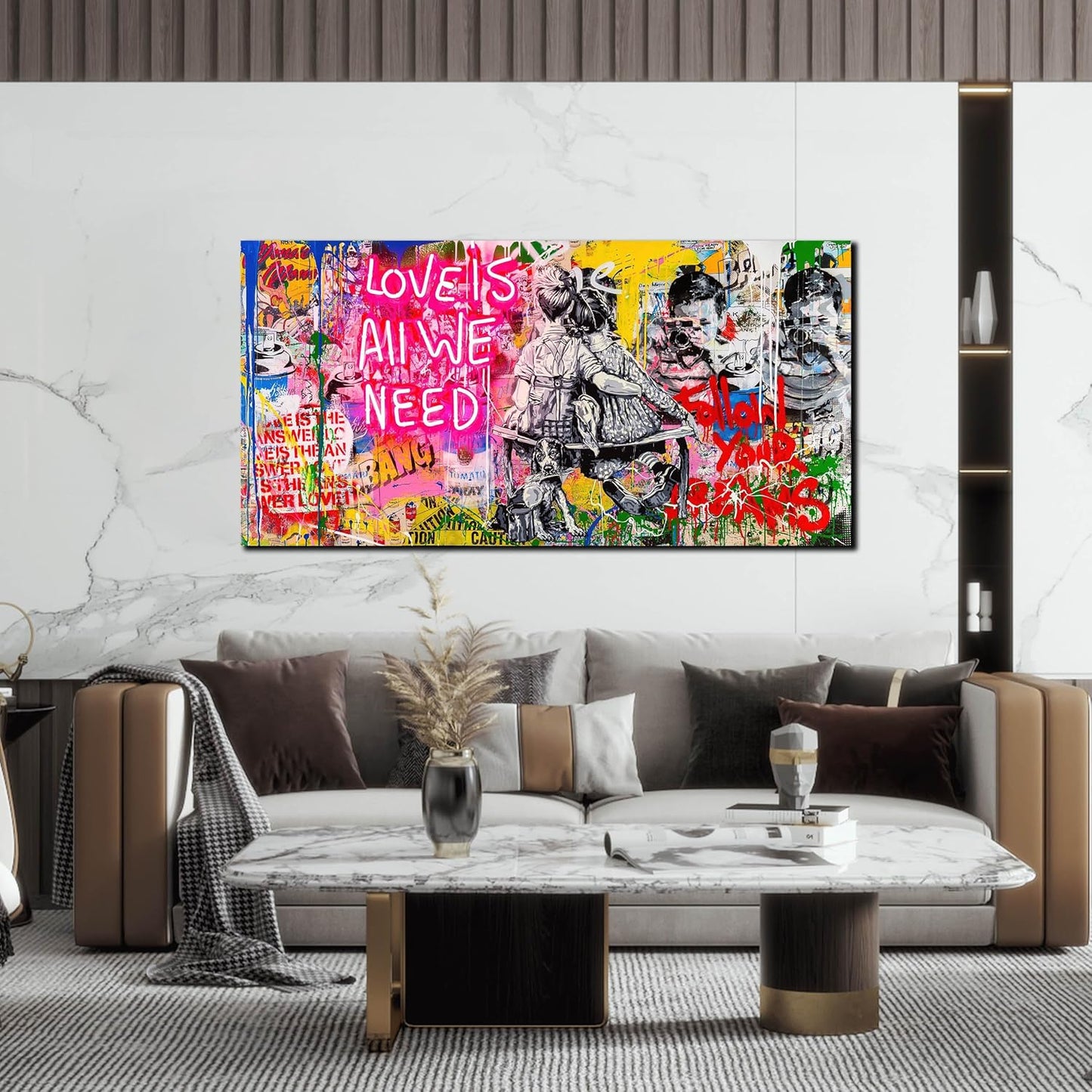 Colorful Banksy Wall Art for Living Room - Graffiti Posters for Teen Girls Room Ready to Hang Size 24" x 48"
