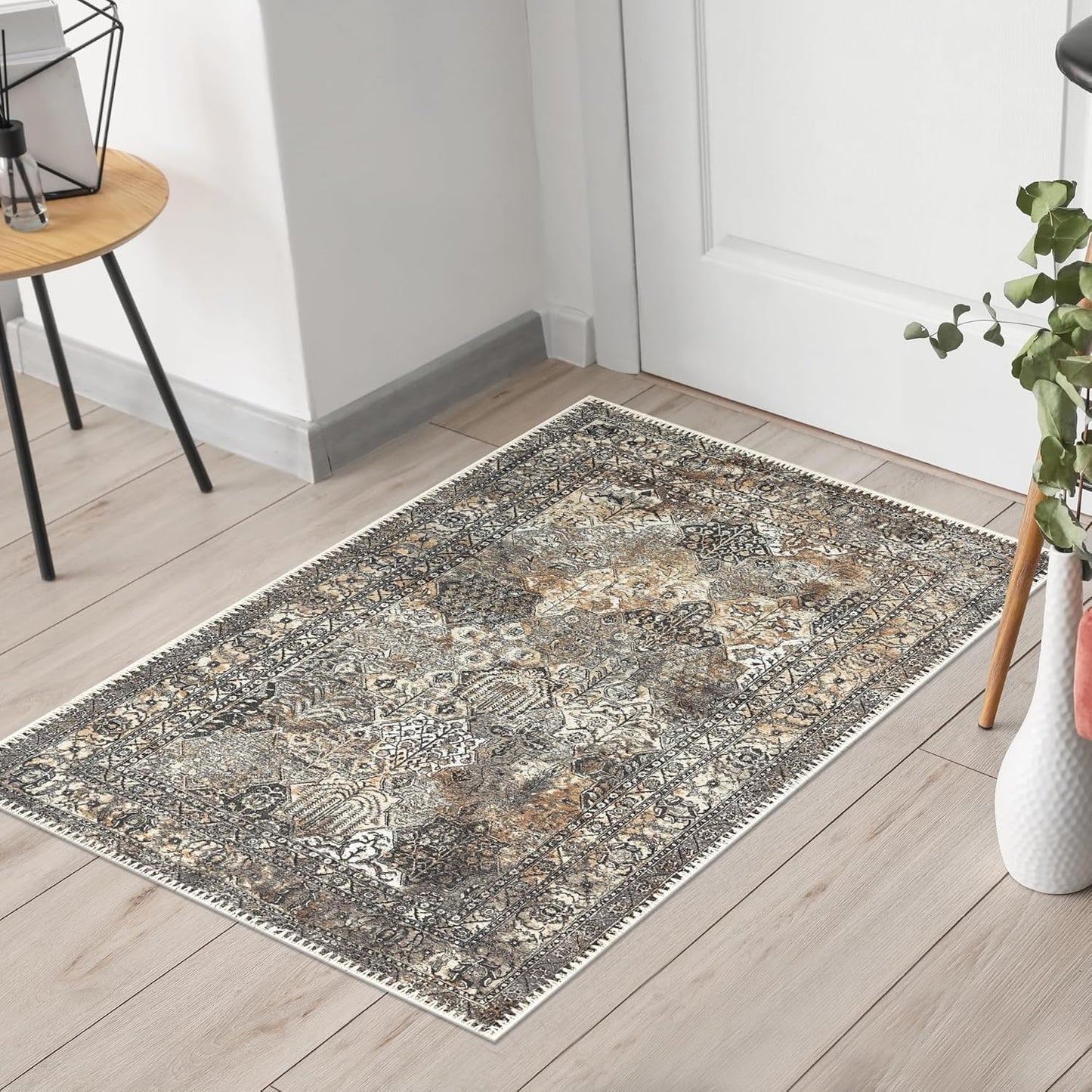 Keen Home Design 2x3 Rug - Machine Washable Entry Rug with Non-Slip Backing, Ideal for Enteryway, Kitchen, Bathroom, Laundry Room - Vintage, Easy Clean, Durable, Low Pile Rug - (2' x 3')