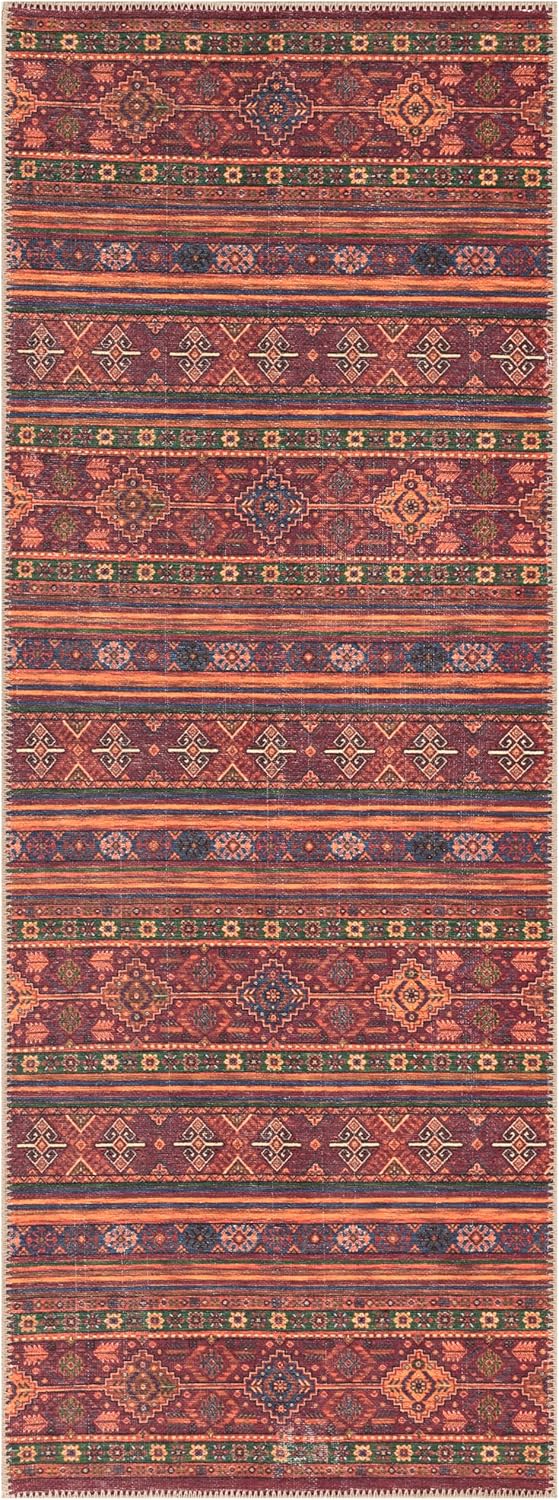 Keen Home Design 2x7 Rug - Machine Washable Runner Rug with Non-Slip Backing, Ideal for Hallway, Entryway, Kitchen, Laundry Room - Vintage, Easy Clean, Durable, Low Pile Rug - (2'6" x 7')