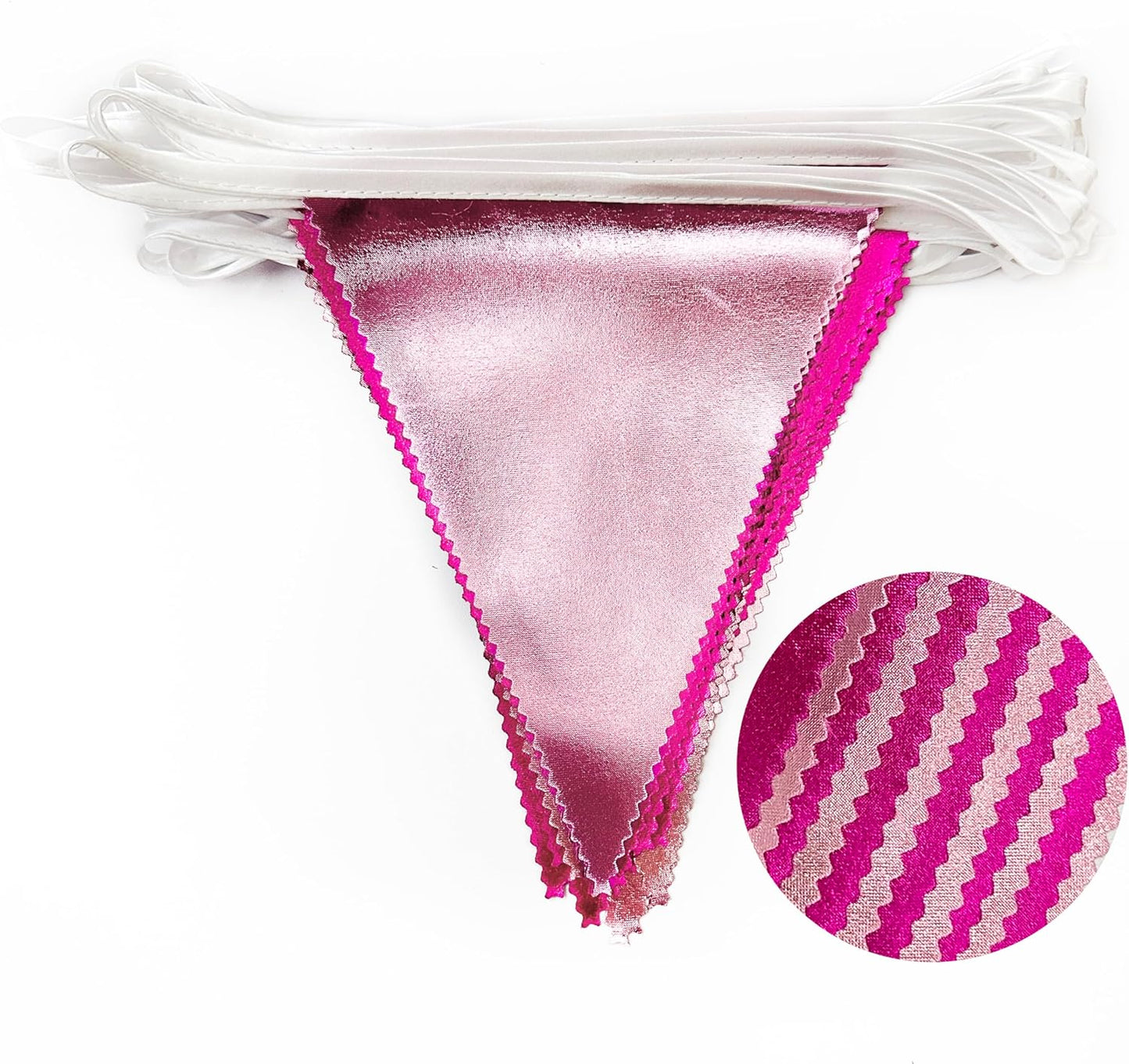 Hot Pink Party Decorations Metallic Fabric Gradient Pink Triangle Pennant Banner Flag Bunting Garland for Women Girl Birthday Retirement Bridal Shower Wedding Baby Shower Bachelorette Party Supplies