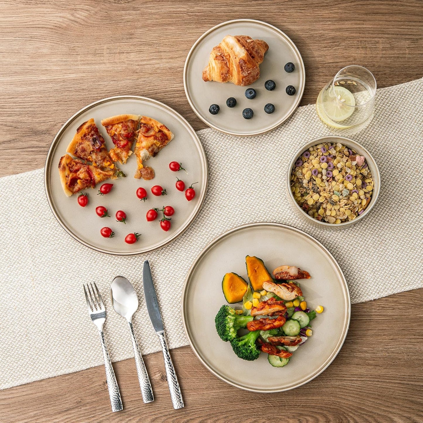 AmorArc Ceramic Dinnerware Sets, Handmade Reactive Glaze Stoneware Plates and Bowls Sets,Highly Chip and Crack Resistant | Dishwasher & Microwave Safe Dishes Set, Service for 8 (24pc)