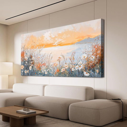 Canvas Wall Art Decor Wall Art Pictures for Living Room Artwork for Walls Coastal Beach Wall Art Prints Canvas Art Wall Decor Vintage Wildflower Wall Art Decorations Bedroom Home Decor 20" X 40"