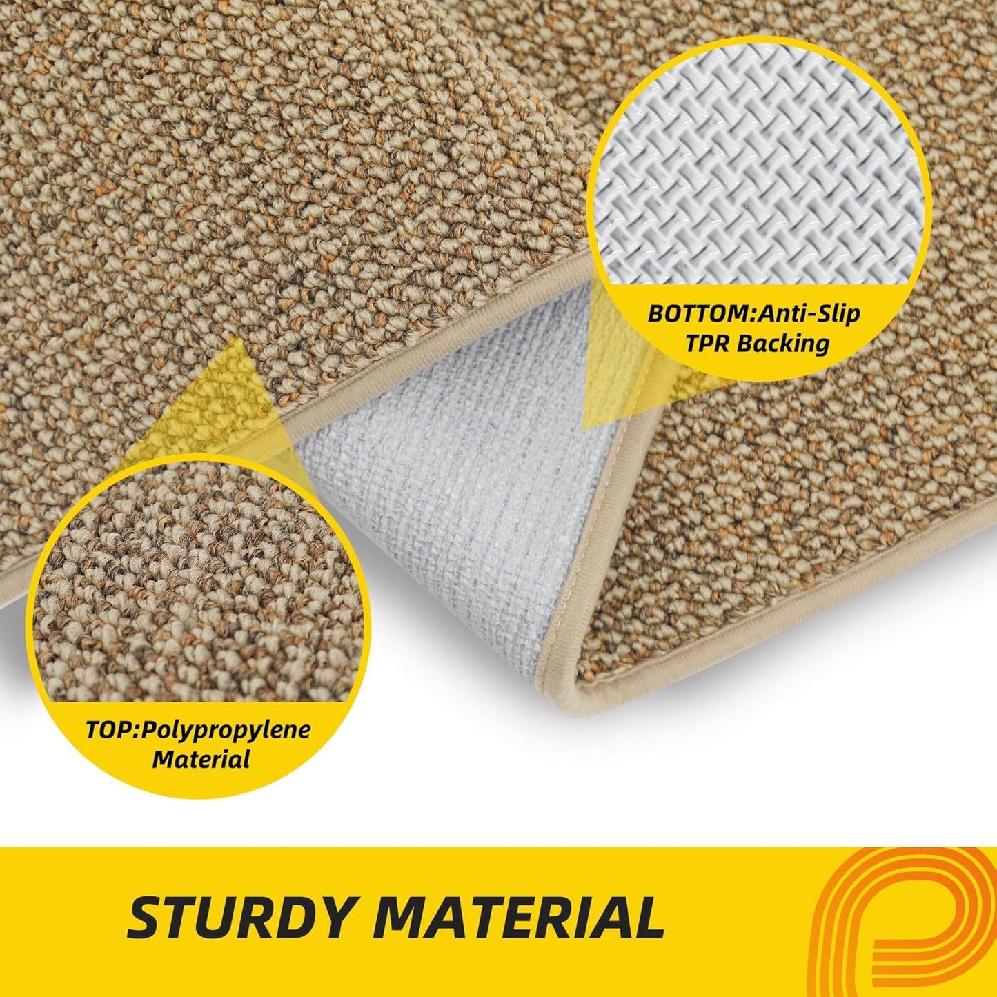 JSEI Dirt Trapper Door Mat 32"x48" Non-Slip Washable Entrance Mat, Dog Doormats, Absorbent & Fade-Resistant Floor Mats, Low Profile Welcome Mats for Entryway, Front Door, and Inside Entrance, Beige