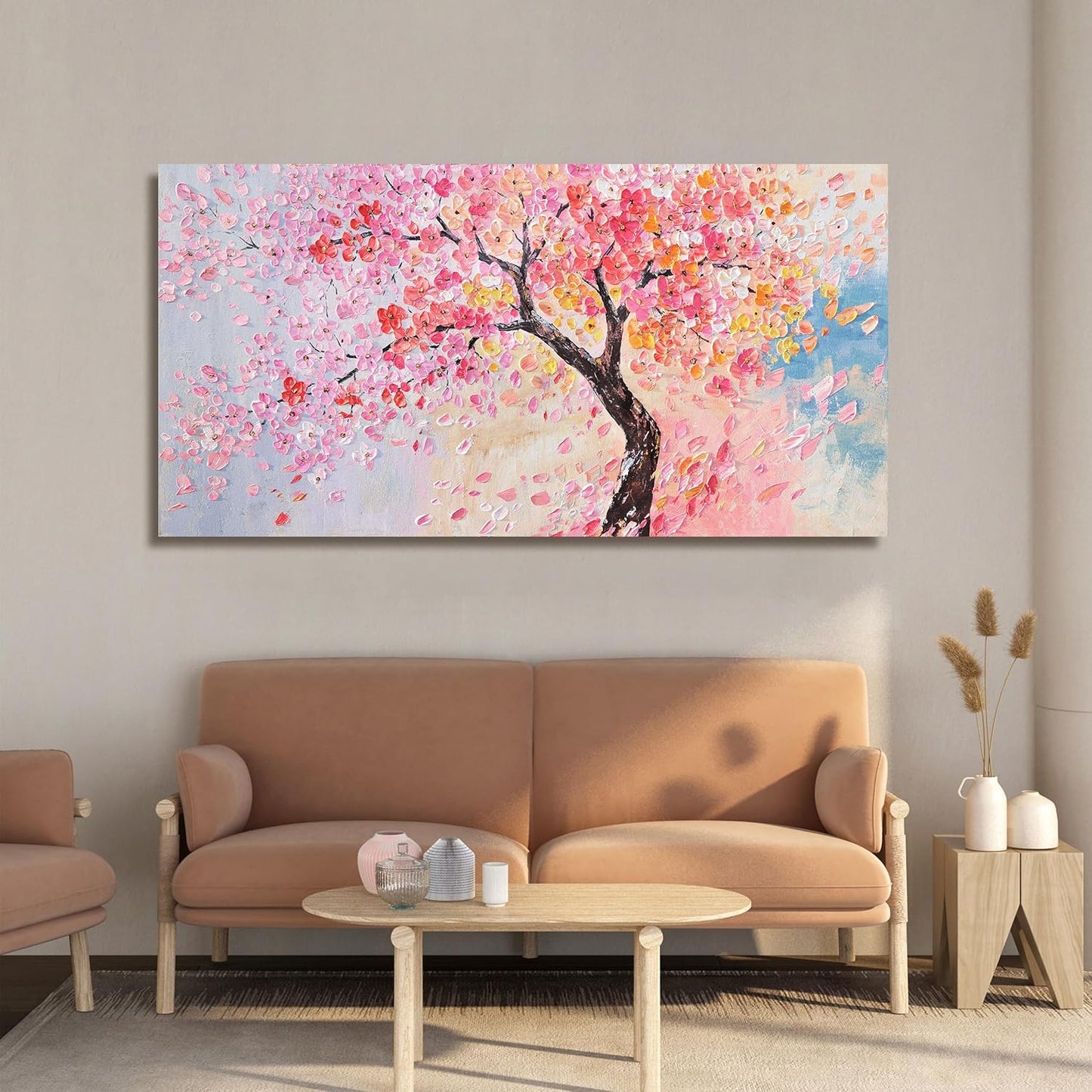 Canvas Wall Art Decor Artwork for Walls Tree of Life Wall Art for Living Room Blue Pink Wall Art Decor Vintage Tree Flower Wall Art Decoations Print Art Work for Home Office Wall Decor 20" X 40"
