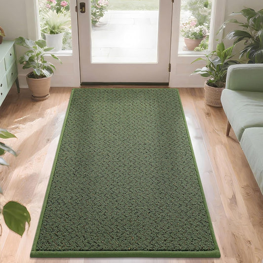COSY HOMEER-Door-Mat 36"x60" Non Slip Absorbent Entryway Rugs Dirt Trapper Doormats Washable Entrance Mats Low Pile Welcome Floor Mat for Front Back Door and Entry Mats,Green