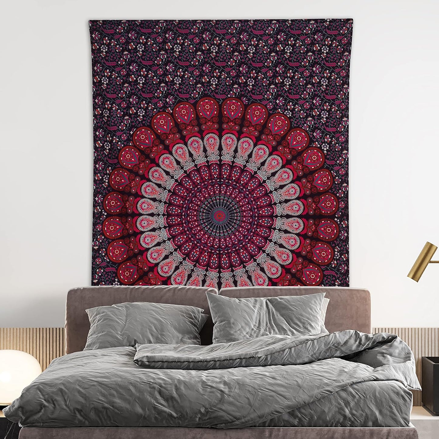 Bless International Handmade Indian hippie Bohemian Psychedelic Peacock Mandala Wall hanging College Dorm Beach Throws Table Cloth Bedding Tapestry (Purple Pink, Poster(30x40Inches)(76x101cms))
