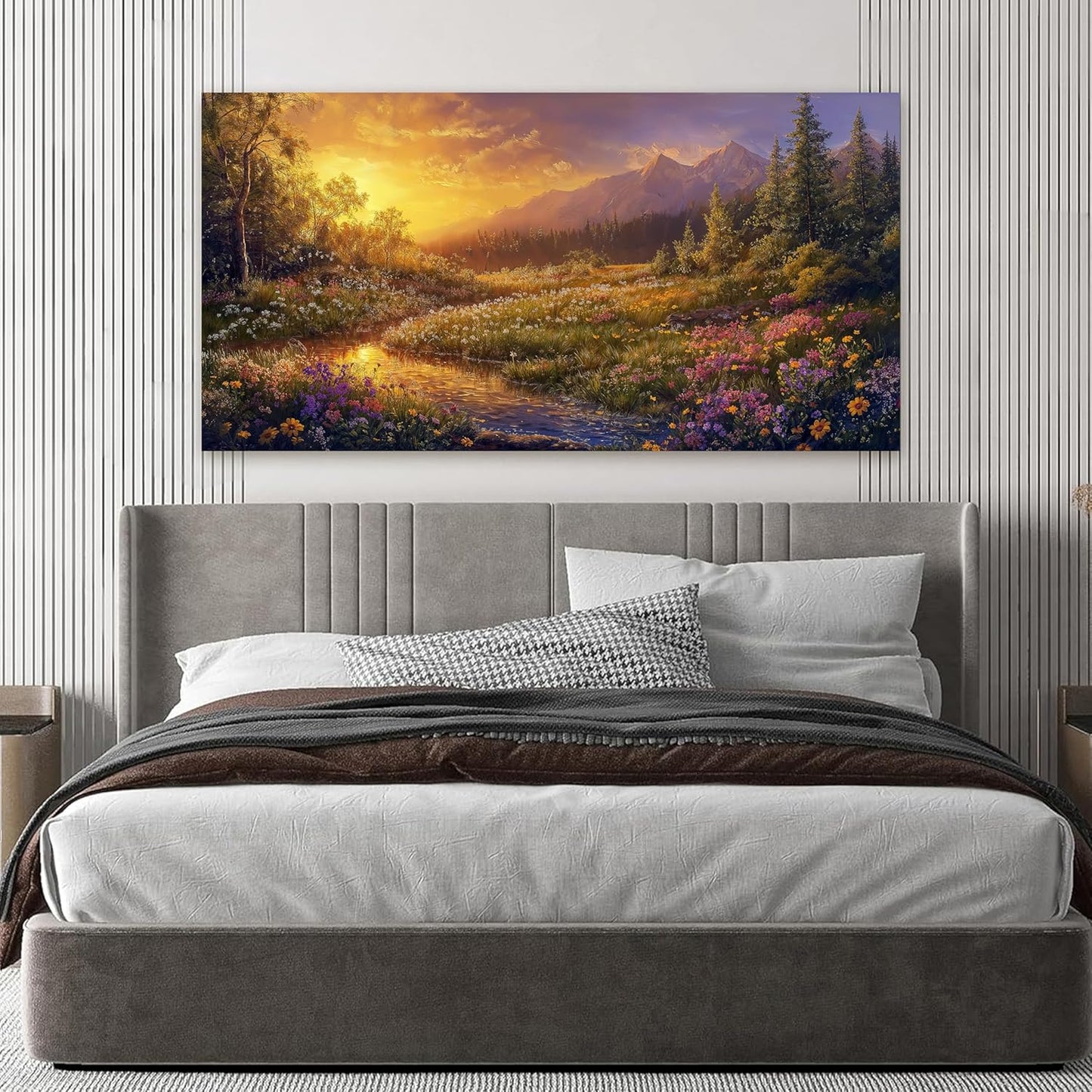 Canvas Wall Art Decor Wall Art Pictures for Living Room Artwork for Walls Vintage Landscape Art Prints Canvas Art Wall Decor Countryside River Wall Art Decorations Bedroom Home Wall Decor 20" X 40"