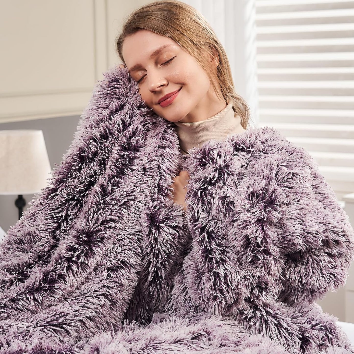 GONAAP Fuzzy Faux Fur Throw Blanket Frosty Purple Super Soft Cozy Plush Fuzzy Shaggy Blanket for Couch Sofa Bed (Frosty Purple, Throw(50"x60"))