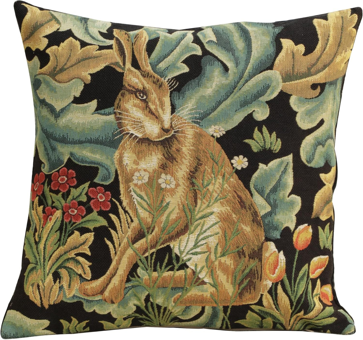 Charlotte Home Furnishings Throw Pillow Covers, Decorative Boho Pillow Covers for Couch, Living Room, Brown Hare Square Cushion Cases 18x18 in, European Cotton Jacquard Woven for Cozy Bedroom Decor