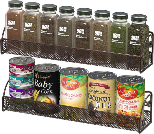 Deco Brothers Wall Mounted Single Tier Mesh Hanging Spice Rack, Set of 2, Bronze