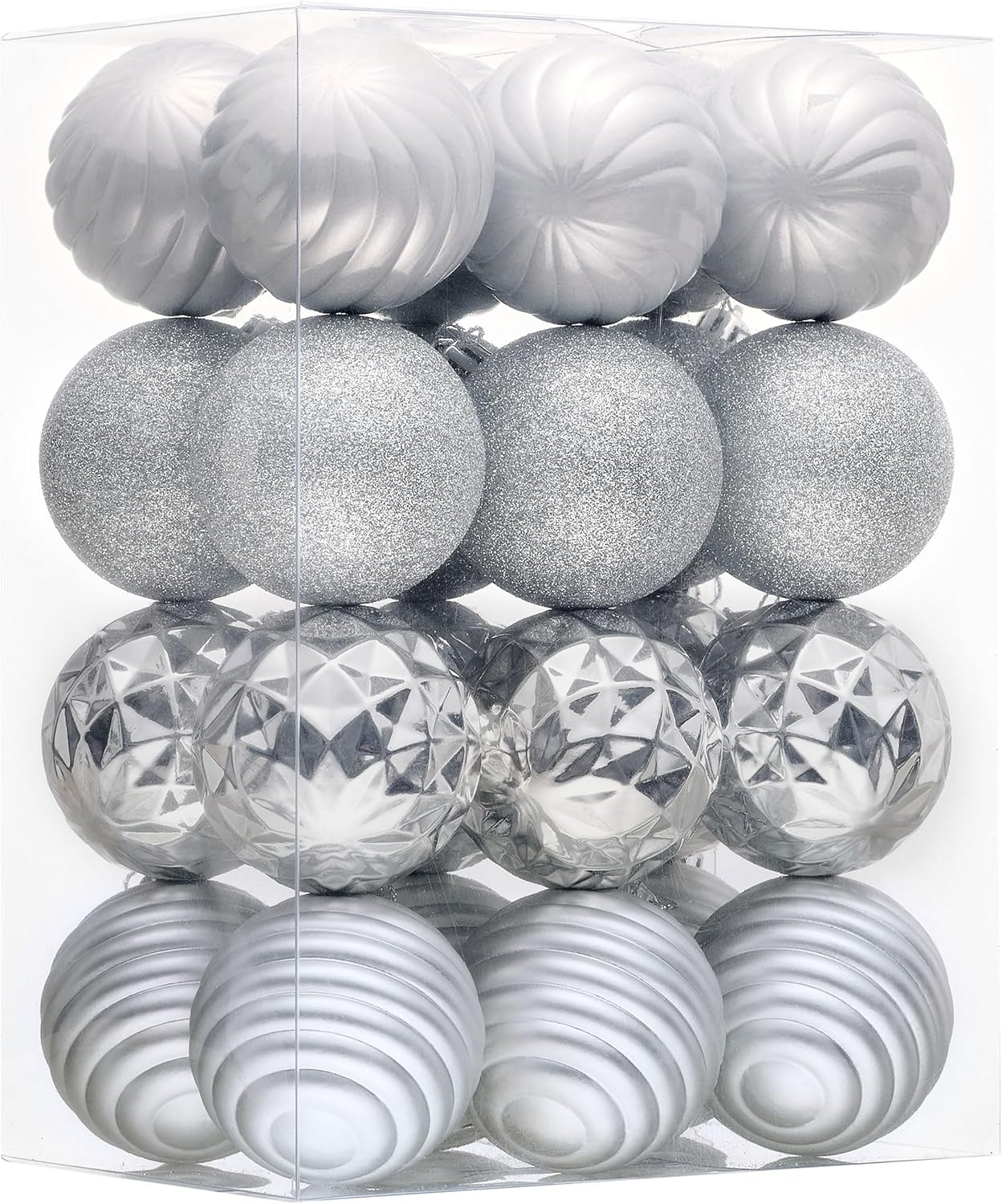 Valery Madelyn Christmas Ornaments Tree Decorations Set for Fall Halloween, 24ct Silver Shatterproof Ball Ornaments, 2.36" Hanging Ornament Bulk for Xmas Holiday Party Decor