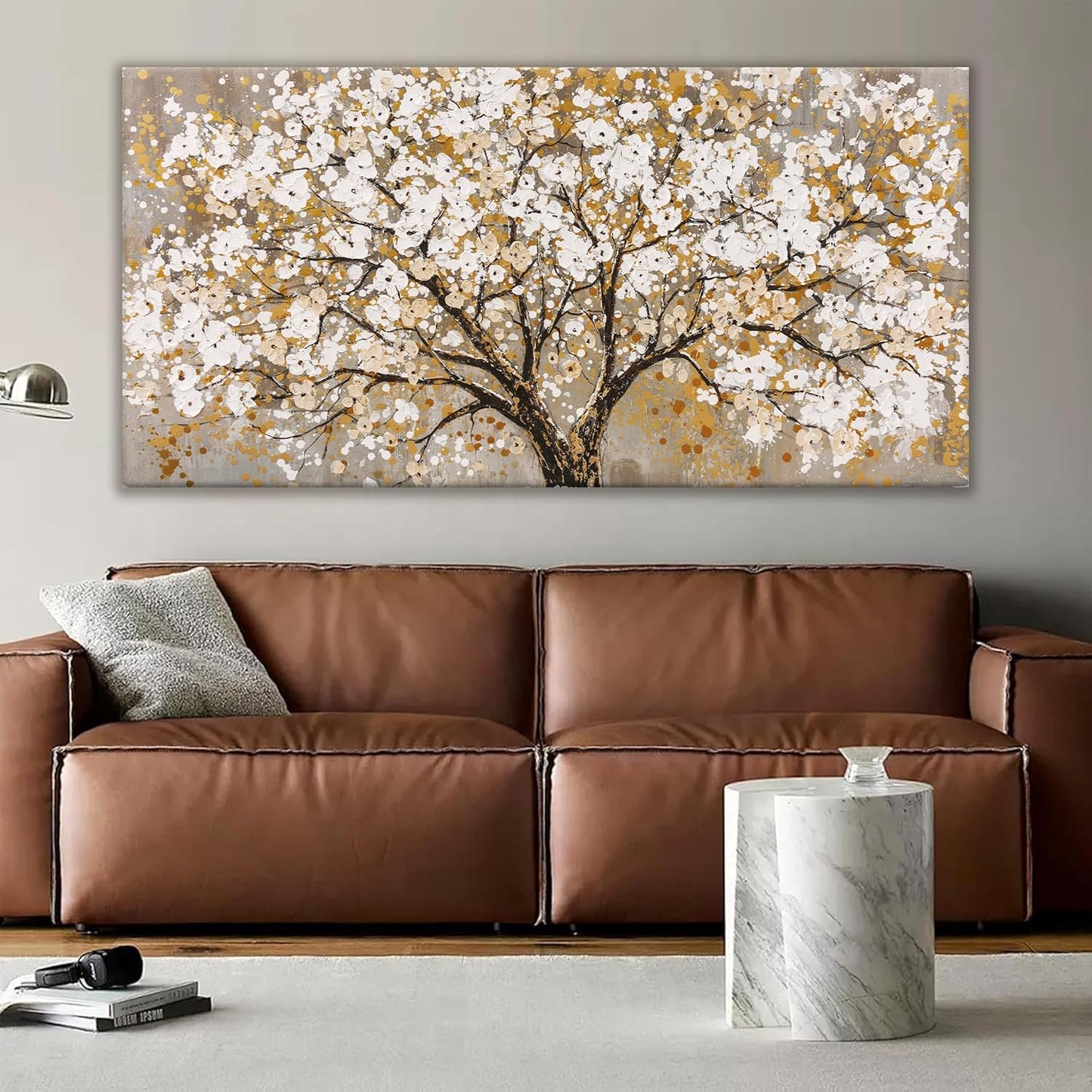 Large Wall Art For Living Room Gold Abstract Tree Of Life Modern Artwork Canvas Art Wall Decor Painting Tree Pictures Home Wall Decor Ready To Hang For Bedroom Decor 29"X58"