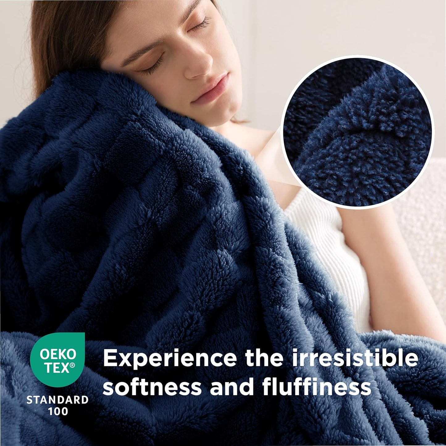 Bedsure GentleSoft Twin Blanket for Bed Navy Blue - Super Soft Cozy Blankets for Women Men Girls, Cute Fuzzy Fleece Throws for Bedroom Couch, 60x80 Inches