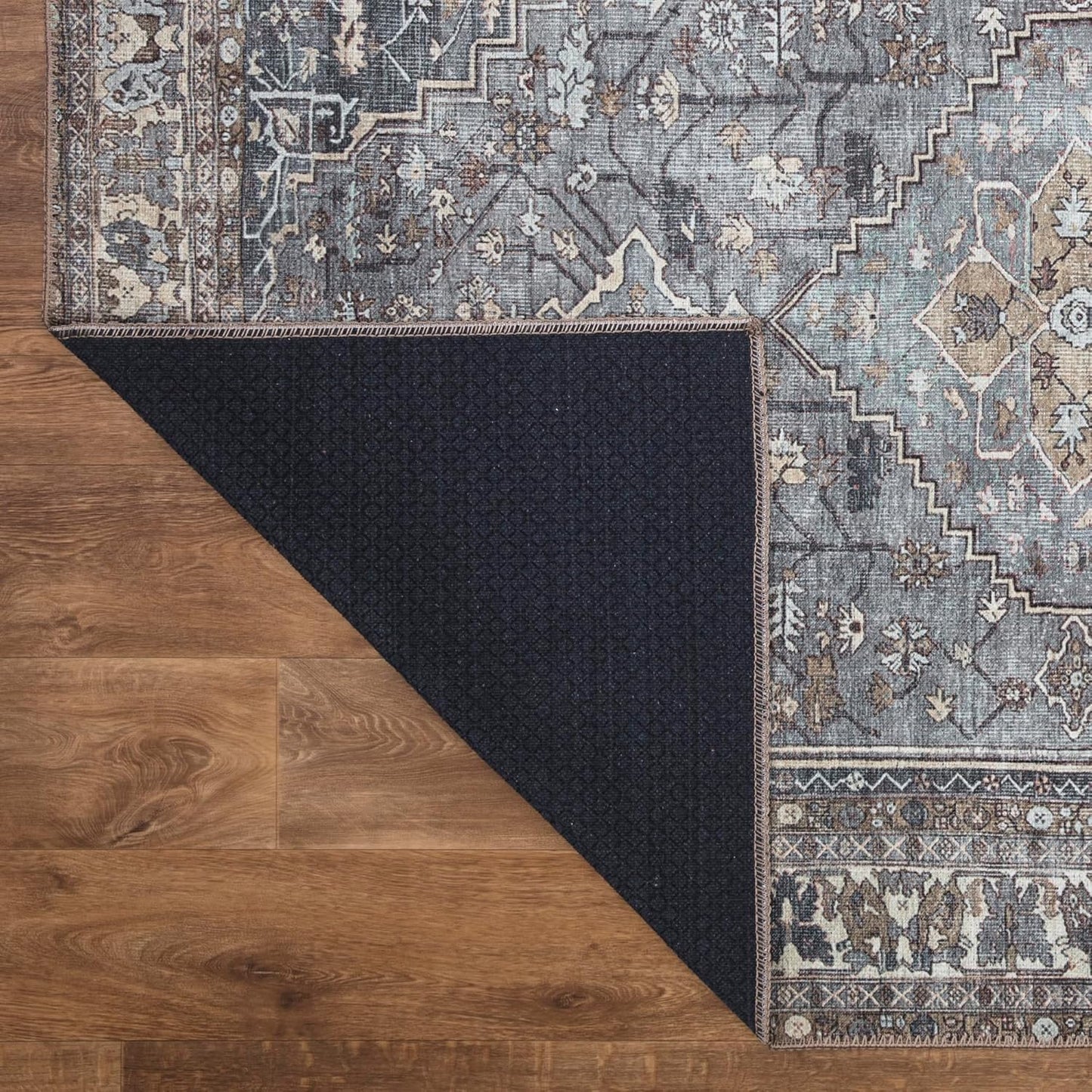 Keen Home Design 2x12 Rug - Machine Washable Runner Rug with Non-Slip Backing, Ideal for Hallway, Entryway, Kitchen, Laundry Room - Vintage, Easy Clean, Durable, Low Pile - (2'6" x 12')