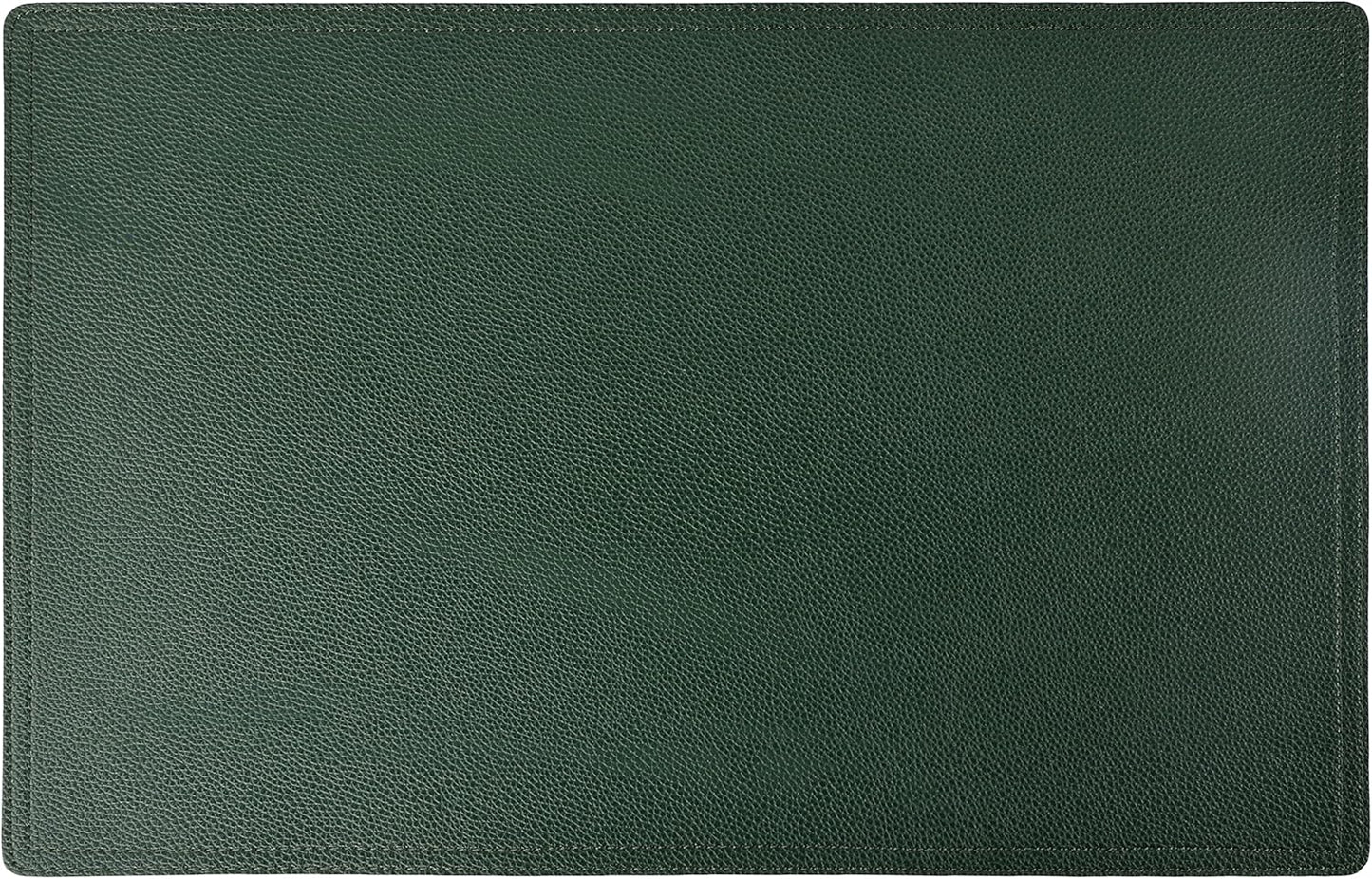 Set of 6 Faux Leather Placemats, PU Table Mats, Waterproof, Stain Resistant, Heat Resistant, Easy to Clean for Kitchen Dining Table,Conference Table C Green Rectangle