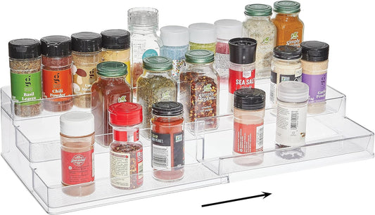 SIMPLEMADE 3-Tier Spice Rack Organizer - Versatile Storage Shelf for Kitchen, Bathroom, Bedroom & Office, Set of 1, Expandable Clear