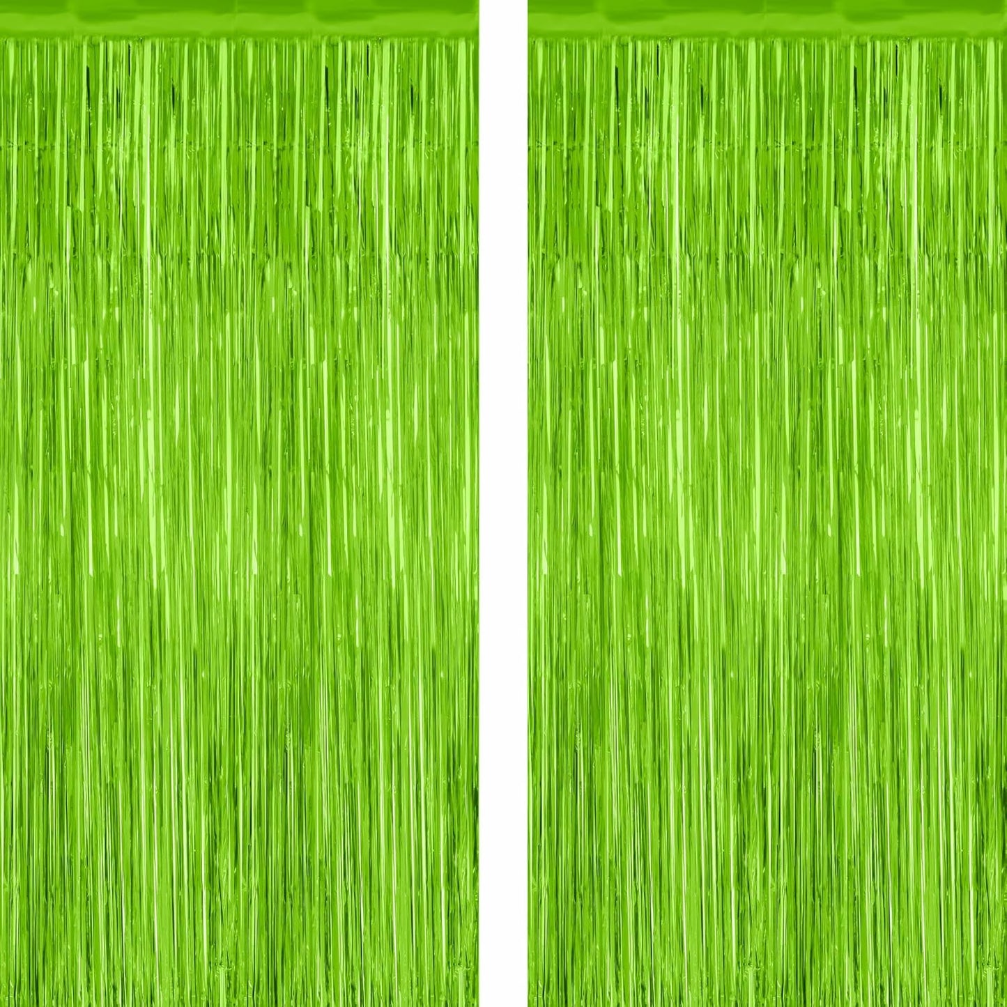2 Pack Backdrop Curtains, 3.28 Feet x 7.05 Feet Grass Green Fringe Curtains, Metallic Tinsel Backdrop Foil Curtains Streamer, Party Supplies Party Decorations Photo Props