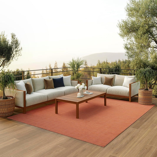 Nourison Positano Indoor/Outdoor Terracotta 9' x 12' Area Rug, Easy- Cleaning, Non Shedding, Bed Room, Living Room, Dining Room, Backyard, Deck, Patio (9x12)