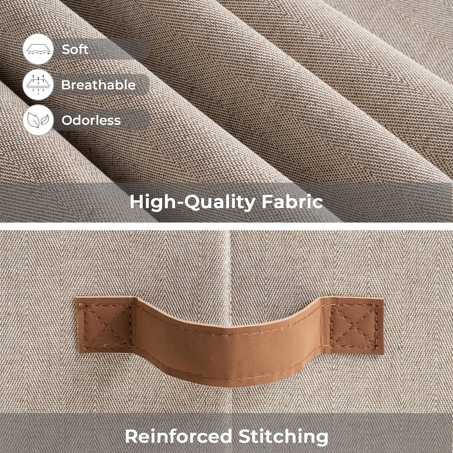 StorageWorks Storage Baskets for Shelves, Foldable Fabric Closet Storage Bins with Handles, Clothes Organizer Laundry Baskets, Brown & Beige, 3-Pack, Large