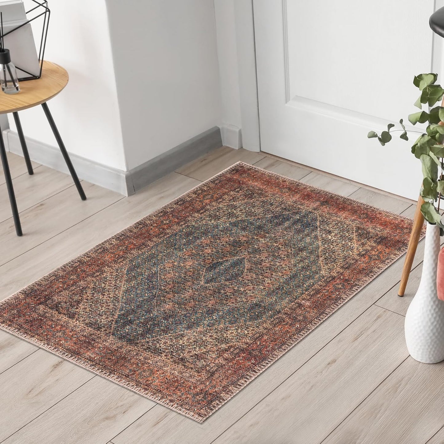 Keen Home Design 2x3 Rug - Machine Washable Entry Rug with Non-Slip Backing, Ideal for Enteryway, Kitchen, Bathroom, Laundry Room - Vintage, Easy Clean, Durable, Low Pile Rug - (2' x 3')