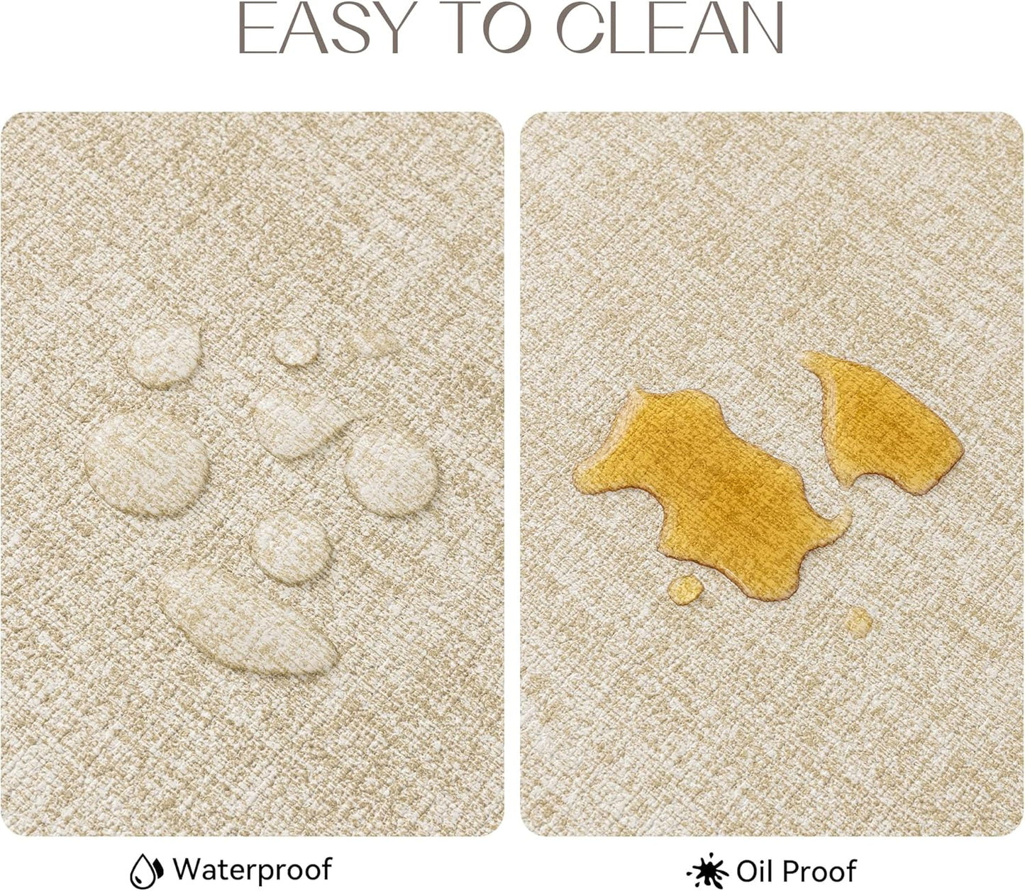 Romanstile Vinyl Placemats Set of 6-12 X 18 Inch - Heat Resistant Place Mats 100% Waterproof Oilproof Wipeable Reversible Faux Leather Table Mats for Kitchen/Dining/Party/Outdoor, Beige