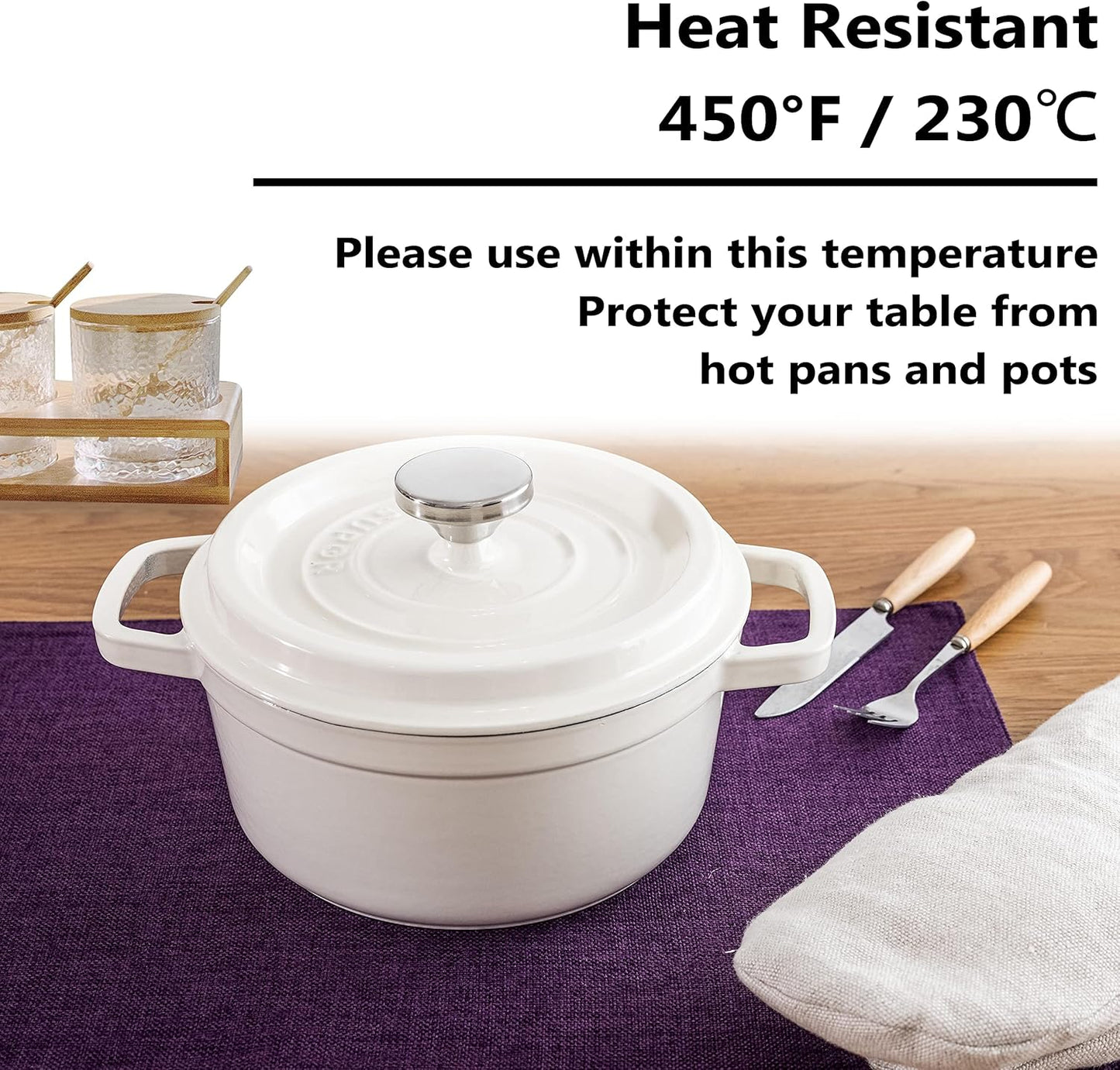 Home Brilliant Placemats Set of 6 Heat Resistant Dining Table Place Mats for Kitchen Table, 13 x 19 inches, Purple