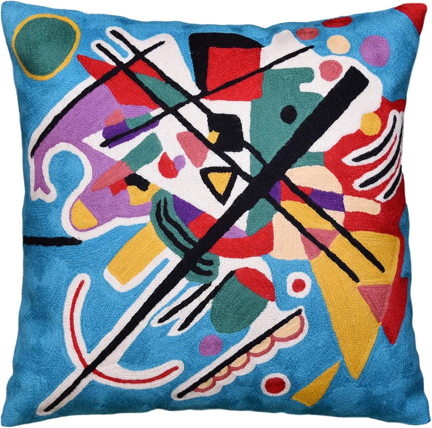 Kandinsky Modern Pillow Cover - Blue Painting | Abstract Throw Pillows | Modern Chair Cushion| Contemporary Accent Pillows | Mid Century Chair Cushions | Handmade Wool Size 18x18