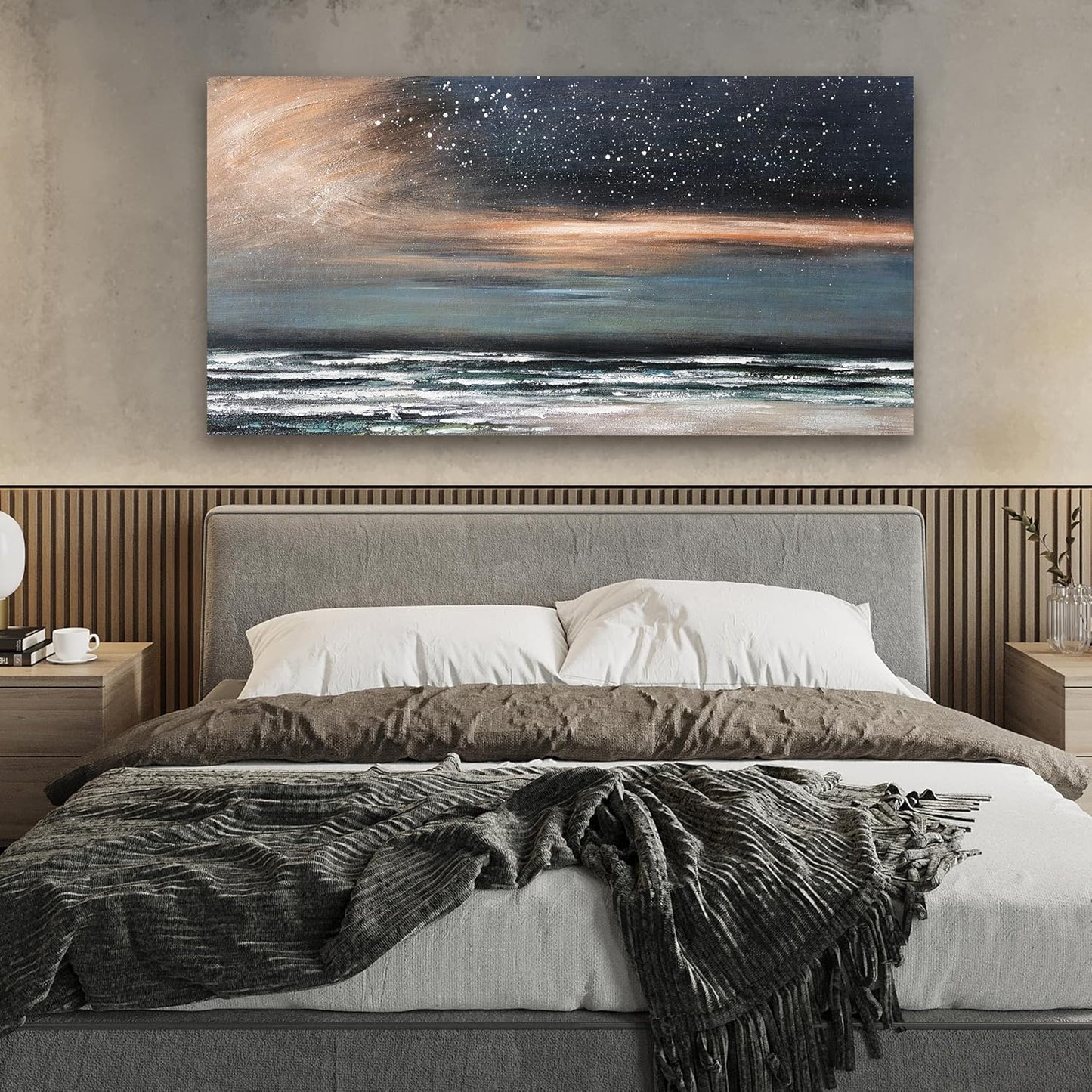 Canvas Wall Art for Living Room Artwork for Walls Canvas Modern Art Wall Decor Nature Starry Wall Art Decor Coastal Beach Wall Art Paintings Prints Art Work for Home Office Kitchen Wall Decor 24"X48"