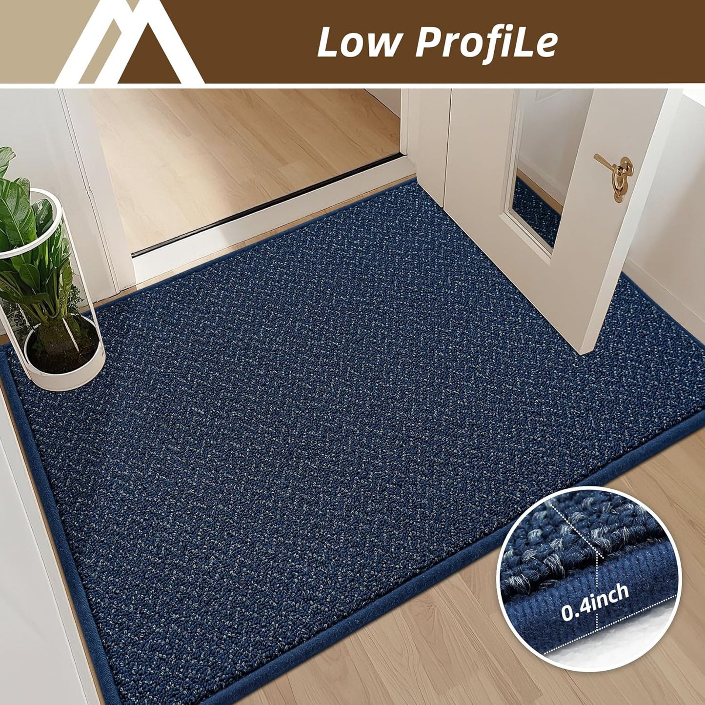 COSY HOMEER-Door-Mat 32"x48" Non Slip Absorbent Entryway Rugs Dirt Trapper Doormats Washable Entrance Mats Low Pile Welcome Floor Mat for Front Back Door and Entry Mats,Navy Blue