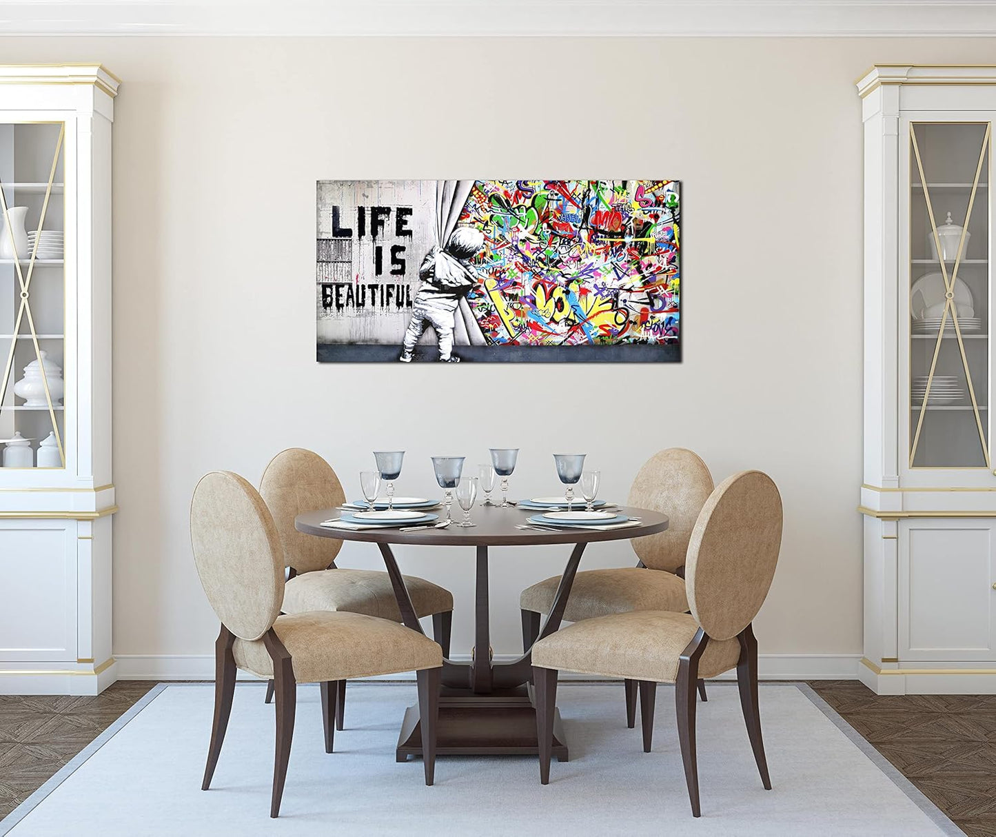 JKWALL77 Graffiti Canvas Art Wall-Decor - Colorful Wall Decor - Bedroom Decor For Teen Boys Ready To Hang Size 40" x 20"