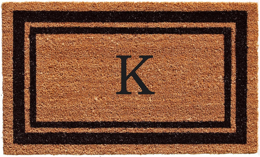 Calloway Mills 152963672 Black Border 36" x 72" Monogram Doormat Letter (K)