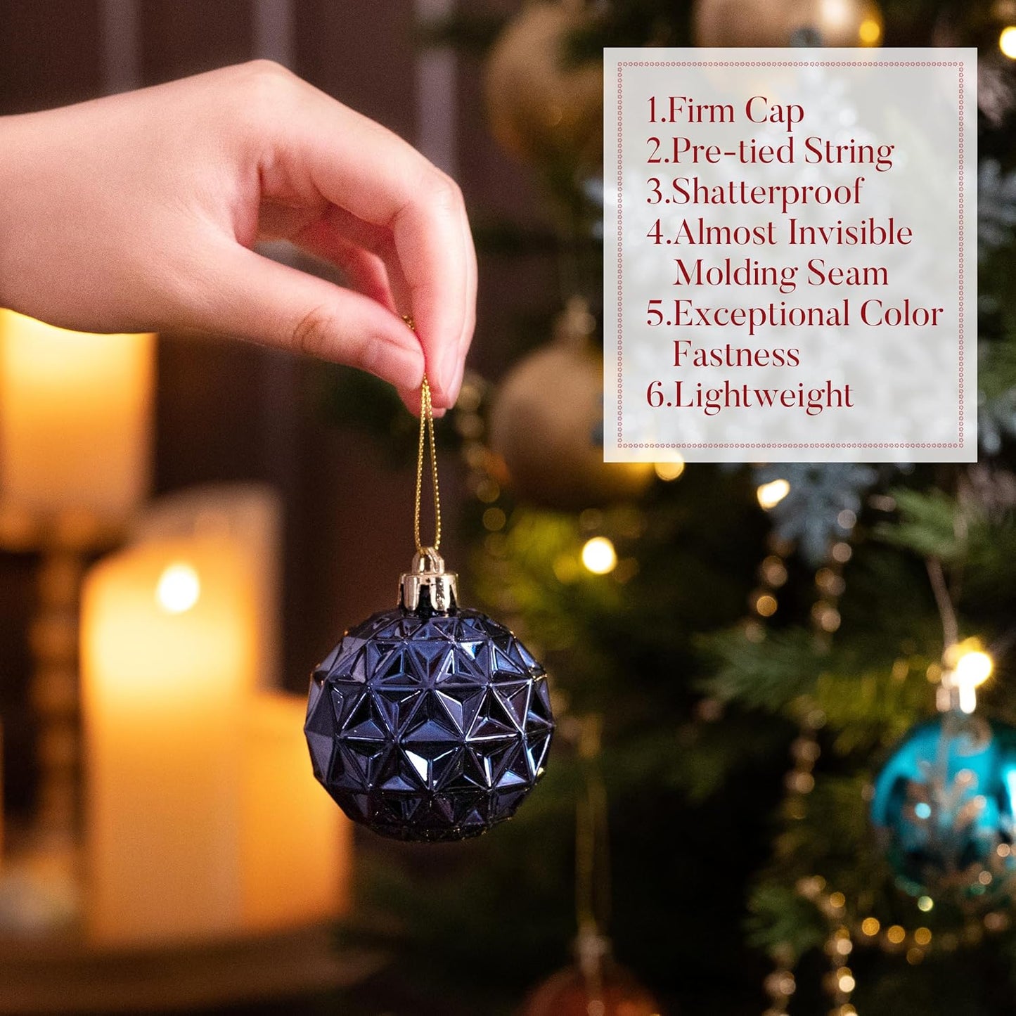 Valery Madelyn Christmas Tree Decorations Ornament Set for Fall Halloween, 50ct 2 Inches Blue and Gold Shatterproof Christmas Ball Ornaments Hanging Xmas Holiday Party Decor