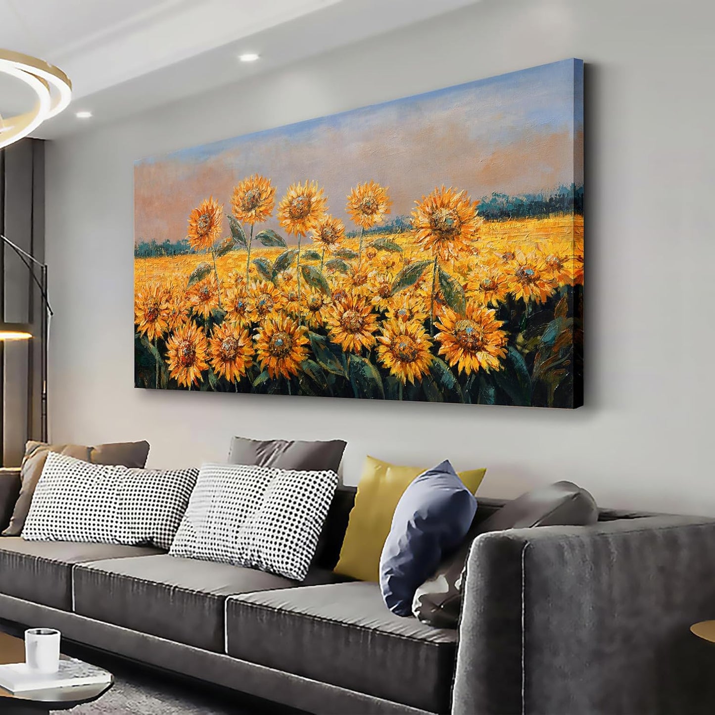 Yuaxker Large Sunflower Wall Decor Yellow Aesthetic Floral Canvas Painting Unique Flower Printed Wall Art Artwork for Living Room Bedroom Dining Room Office Home Decor 30x60inch
