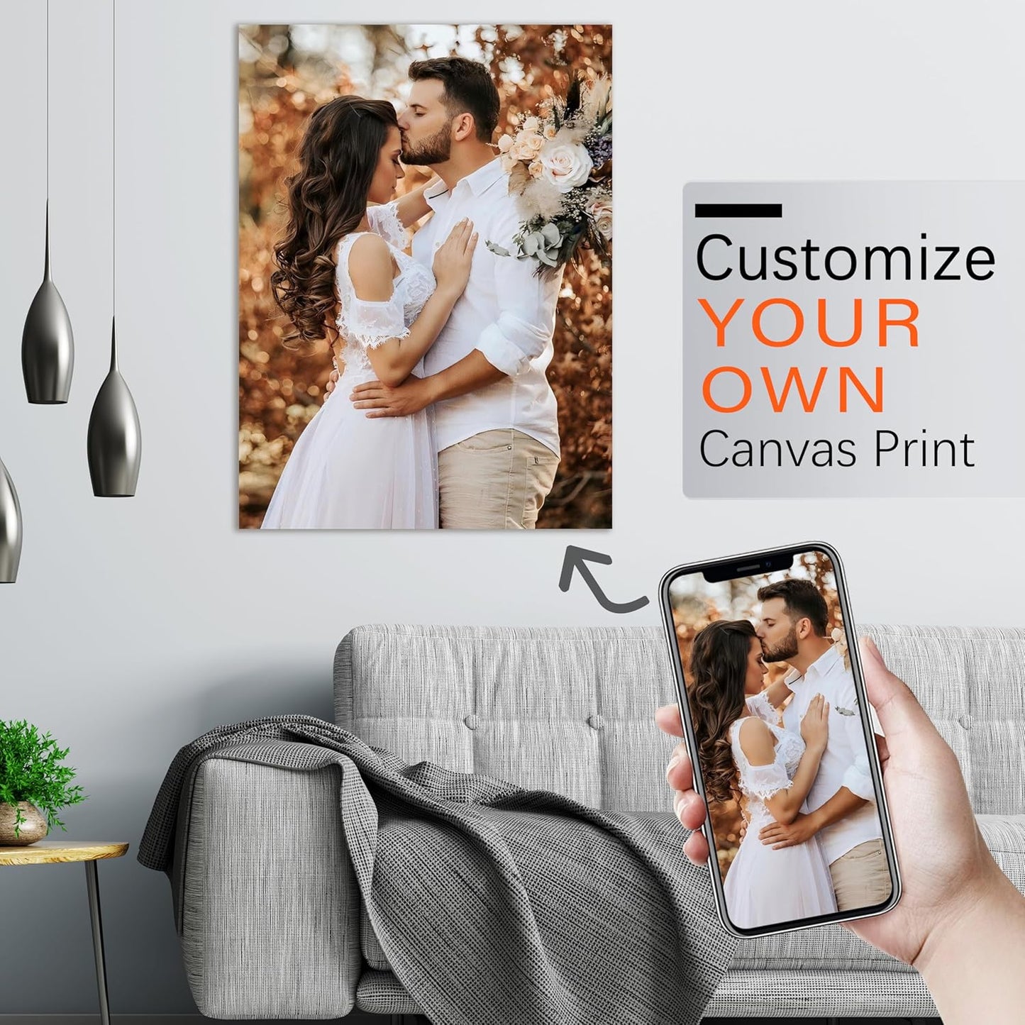 YUNART Ship Next Day - Custom Canvas Prints with Your Photos, Personalized Canvas with Pictures Print for Wall Art Bedroom, Customized Photo Gifts for Couple Men Women Mom Baby Dog Family - 20"x30"